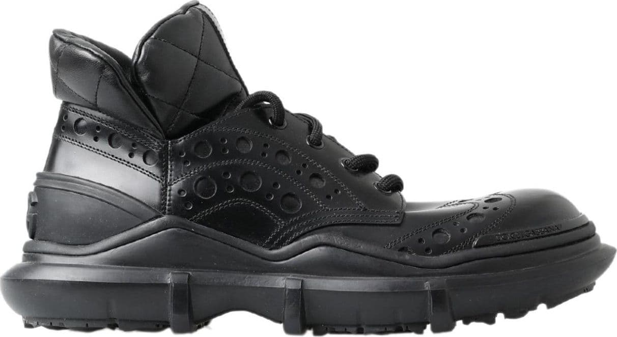 Dolce & Gabbana Black Leather Ankle Casual Boots - 5