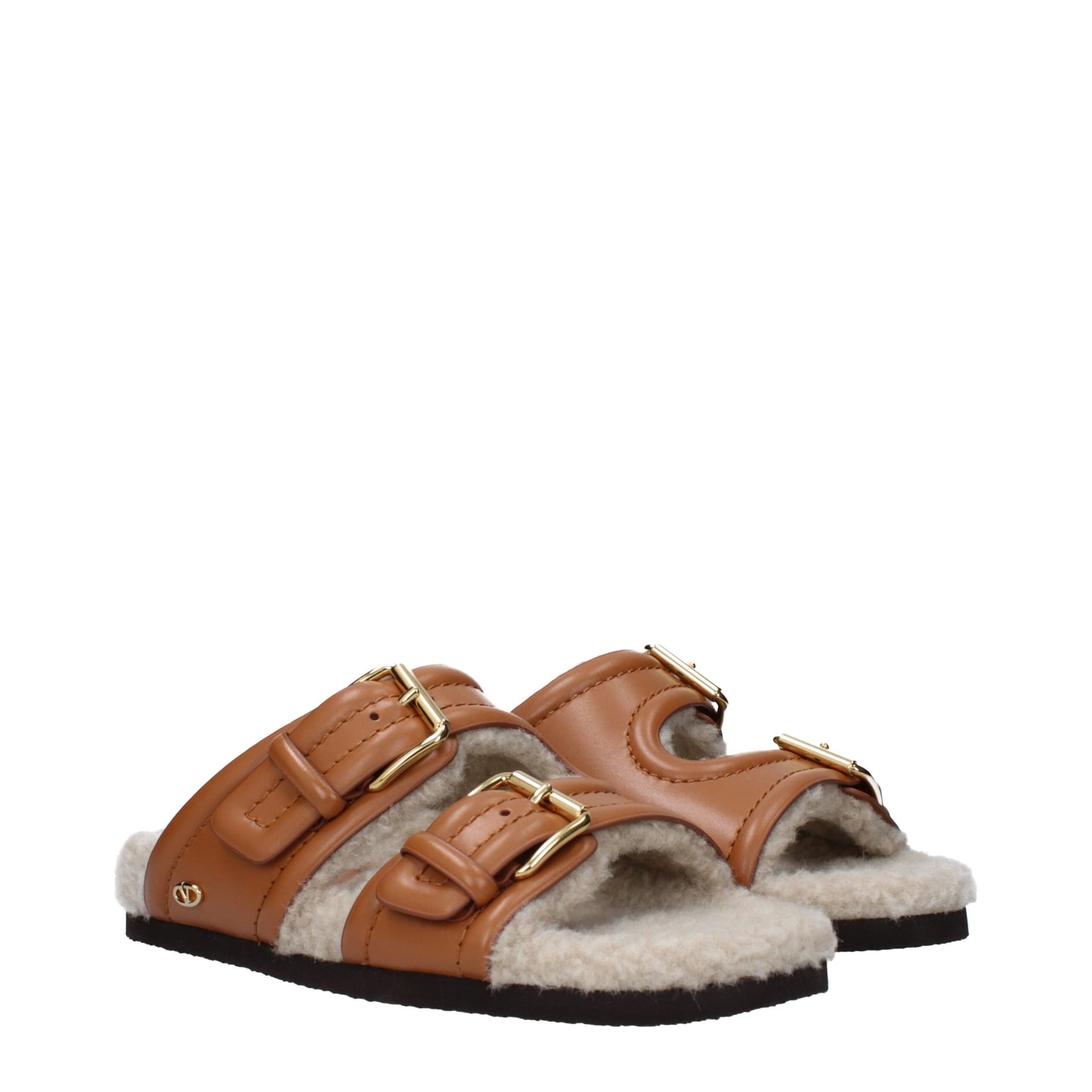 Valentino Garavani Brown Leather Slippers - 2