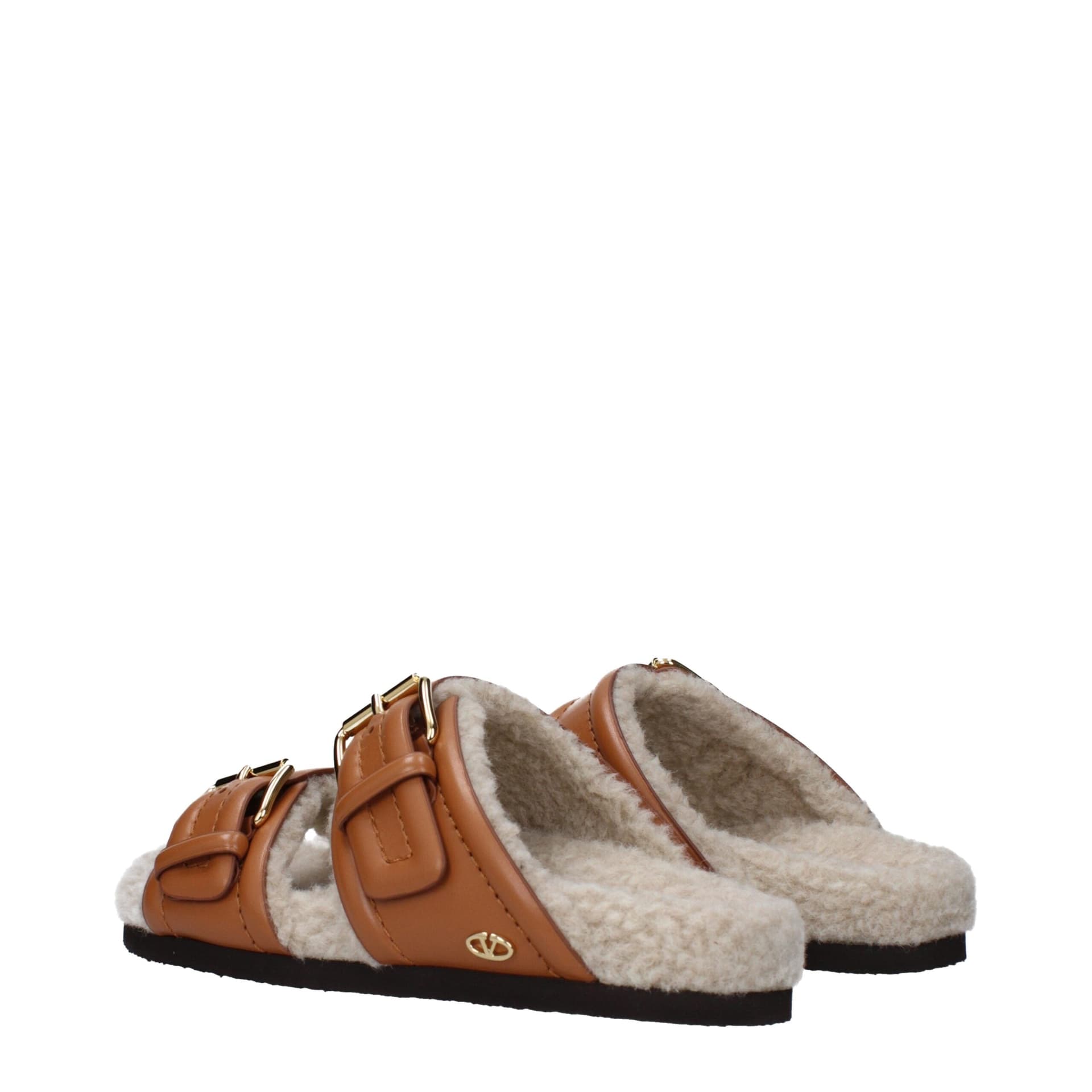 Valentino Garavani Brown Leather Slippers - 4