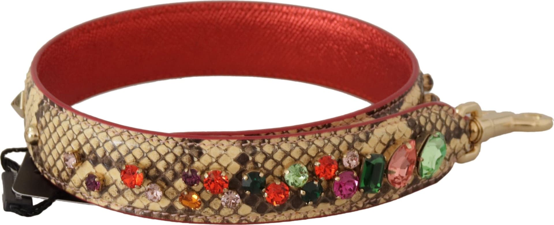 Dolce & Gabbana Beige Exotic Leather Crystals Shoulder Strap