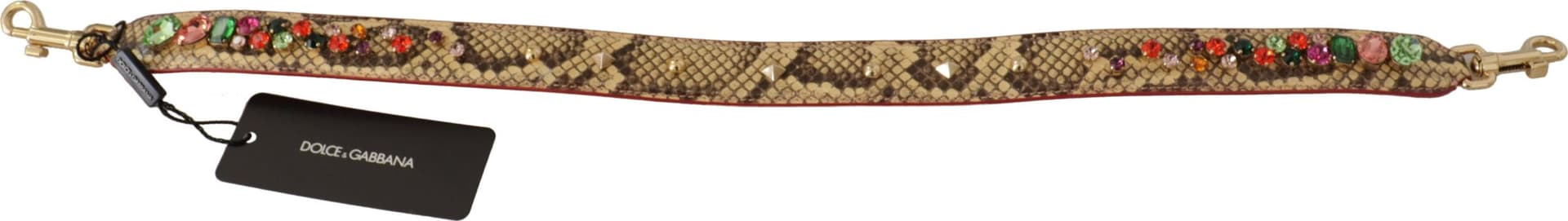 Dolce & Gabbana Beige Exotic Leather Crystals Shoulder Strap - 4