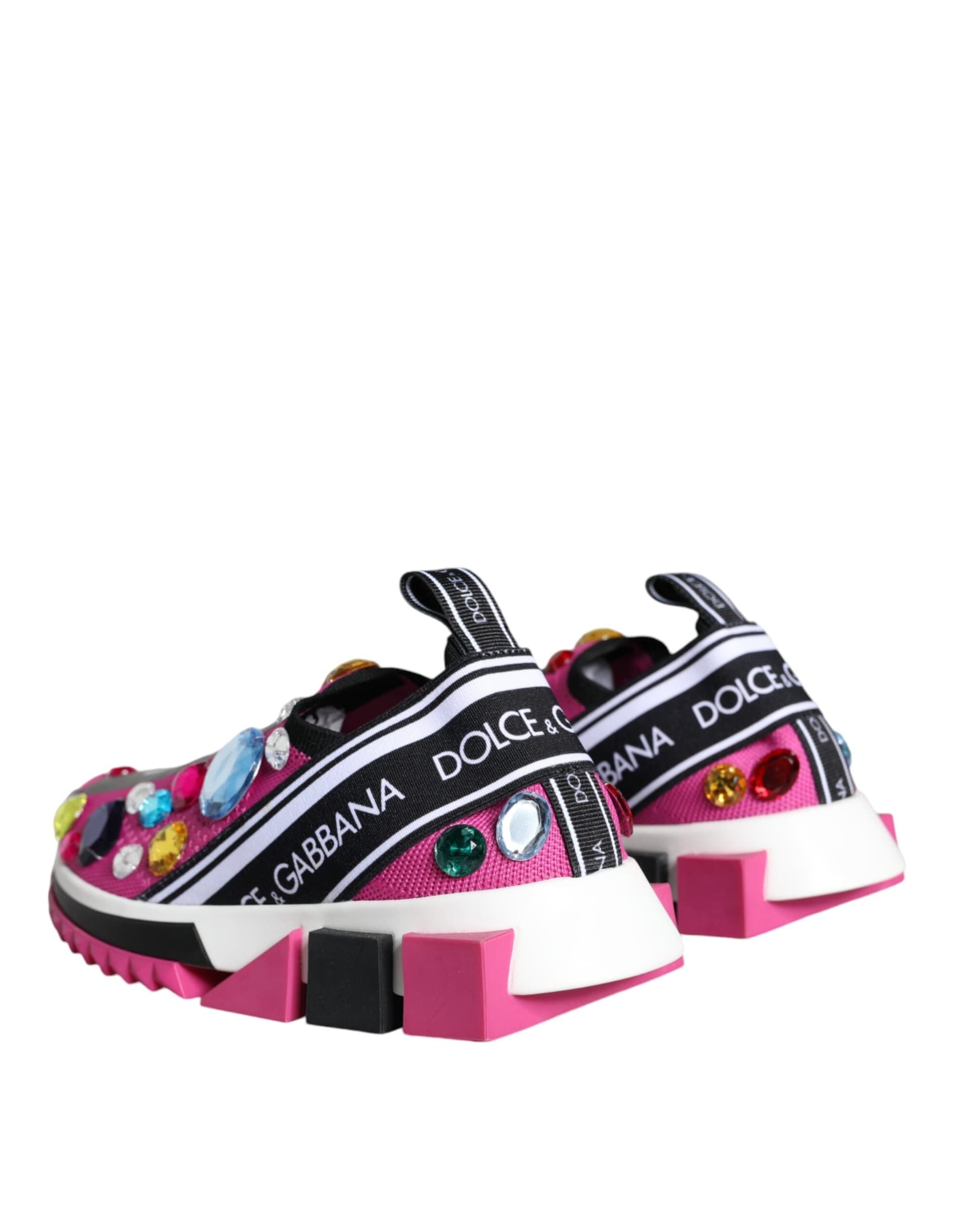 Dolce & Gabbana Pink Sorrento Crystals Low Top Sneakers Shoes - 3