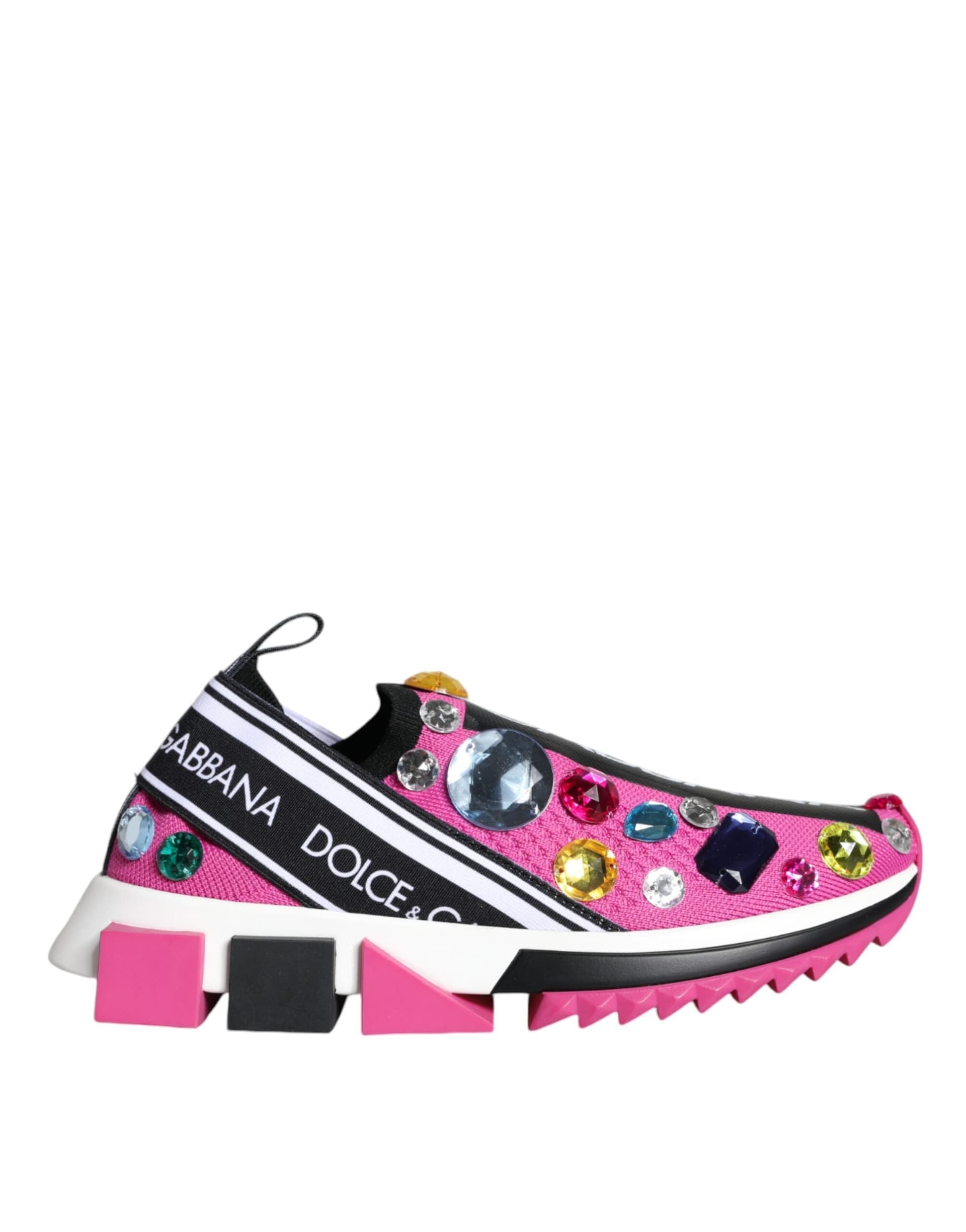 Dolce & Gabbana Pink Sorrento Crystals Low Top Sneakers Shoes - 6