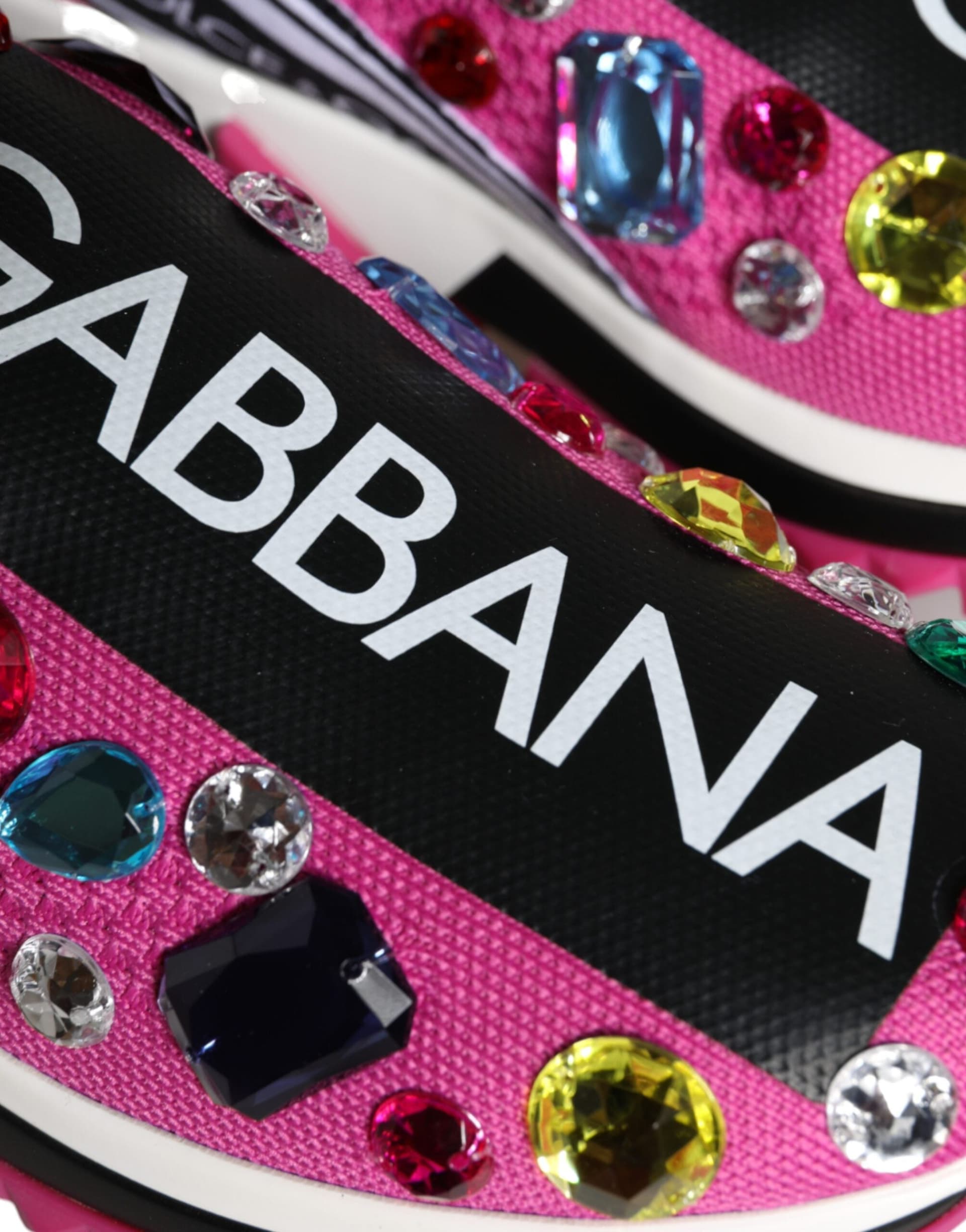 Dolce & Gabbana Pink Sorrento Crystals Low Top Sneakers Shoes - 8