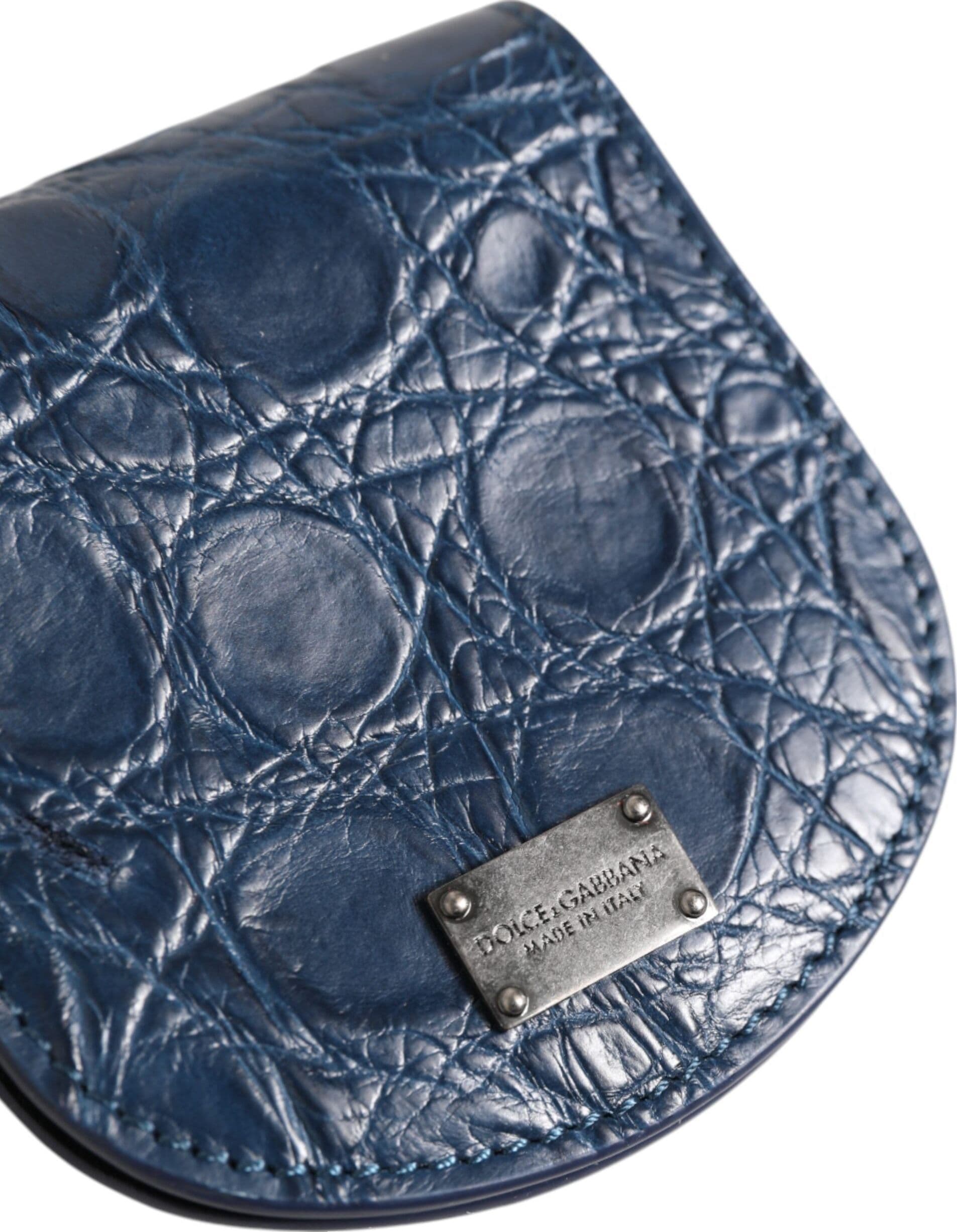Dolce & Gabbana Blue Exotic Skin Coin Condom Case Holder Pocket Wallet - 3