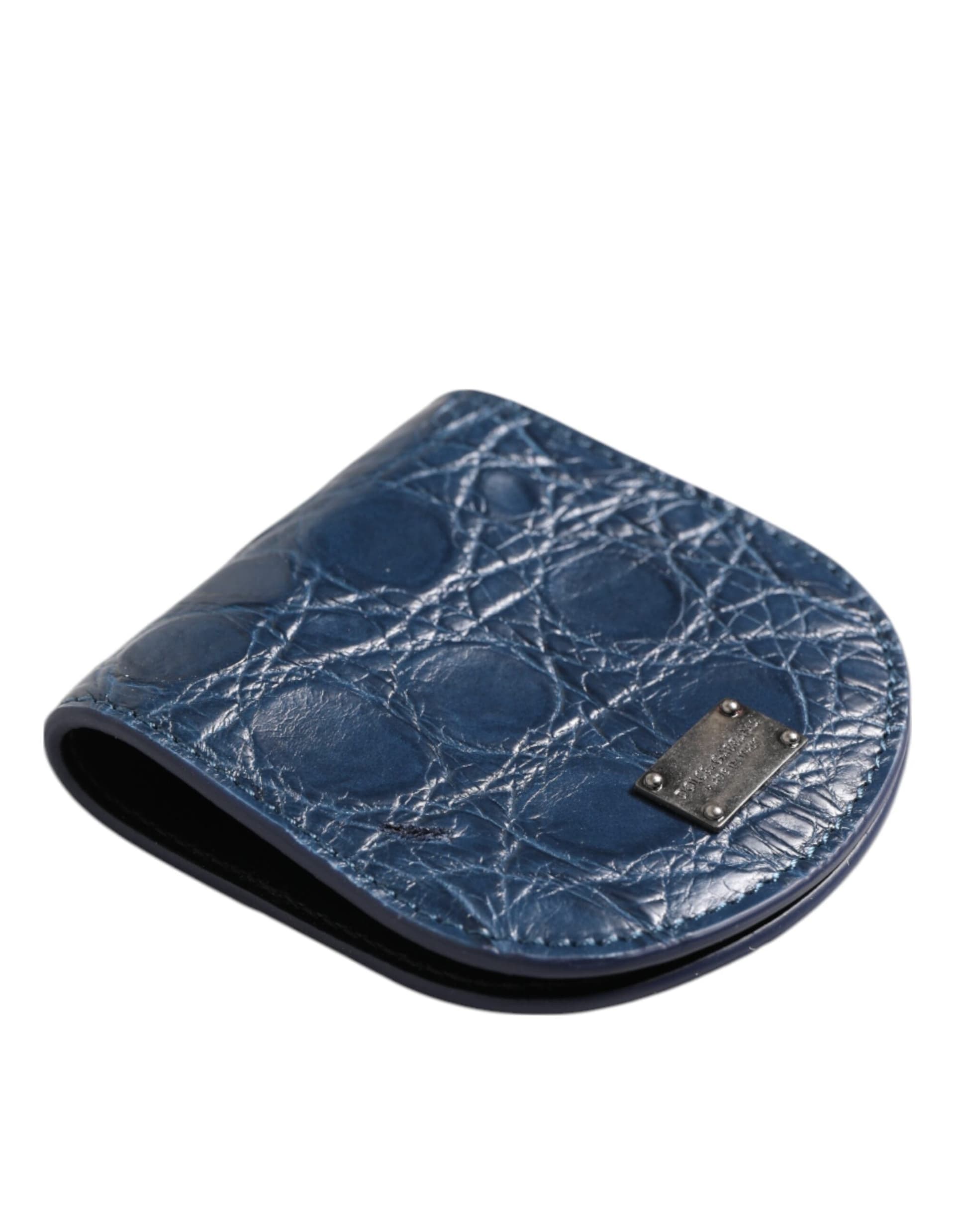 Dolce & Gabbana Blue Exotic Skin Coin Condom Case Holder Pocket Wallet - 4