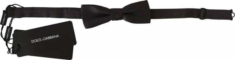 Dolce & Gabbana Gray Dotted Silk Adjustable Neck Bow Tie - 3