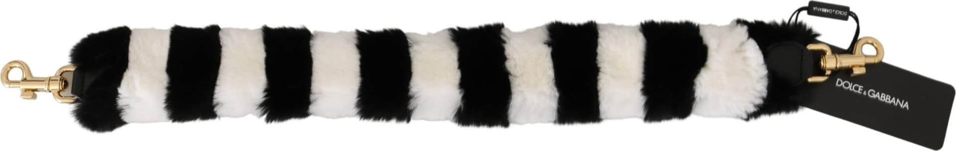 Dolce & Gabbana Black White Lapin Fur Accessory Shoulder Strap - 2