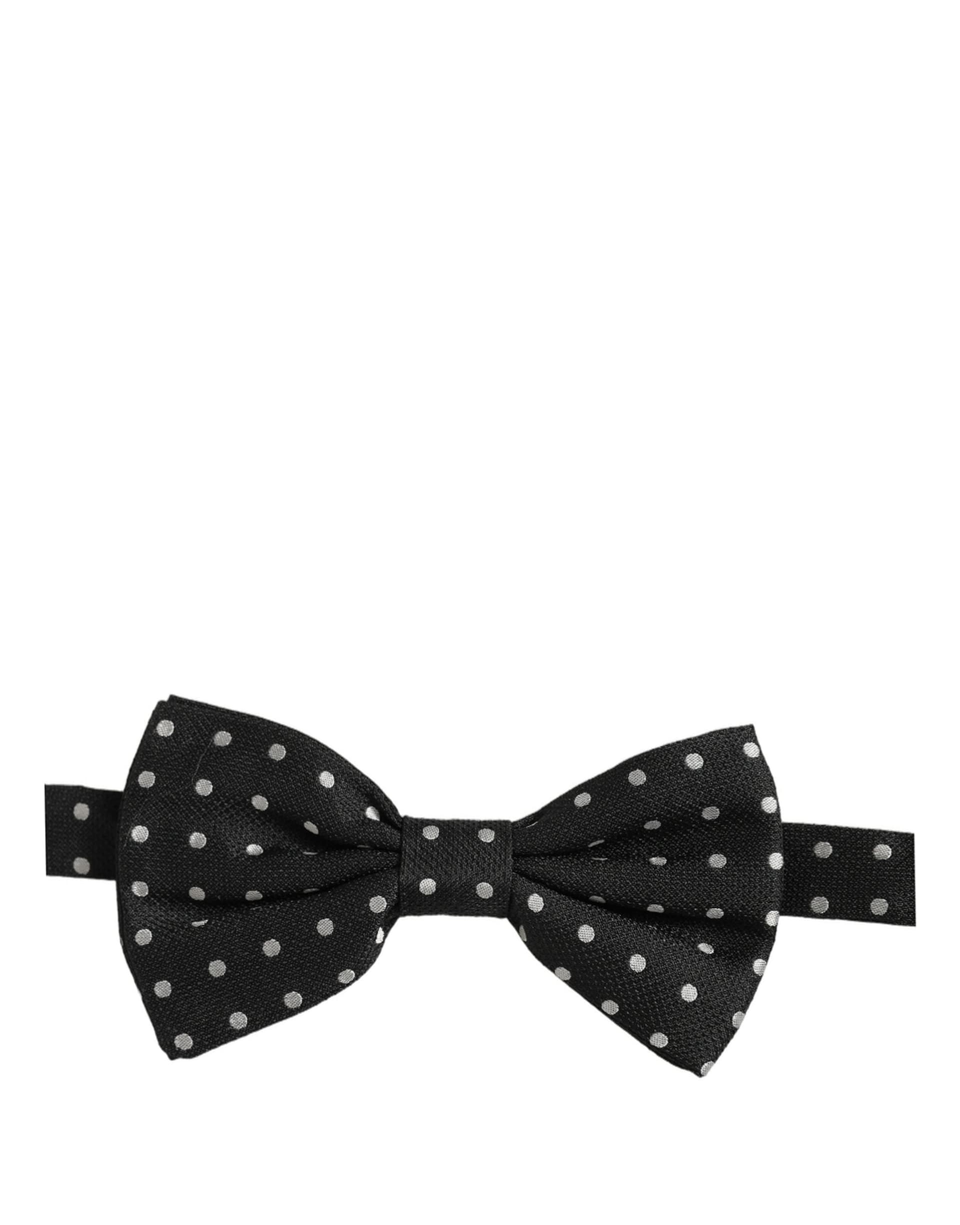 Dolce & Gabbana Black White Polka Dot Adjustable Neck Papillon Bow Tie - 2