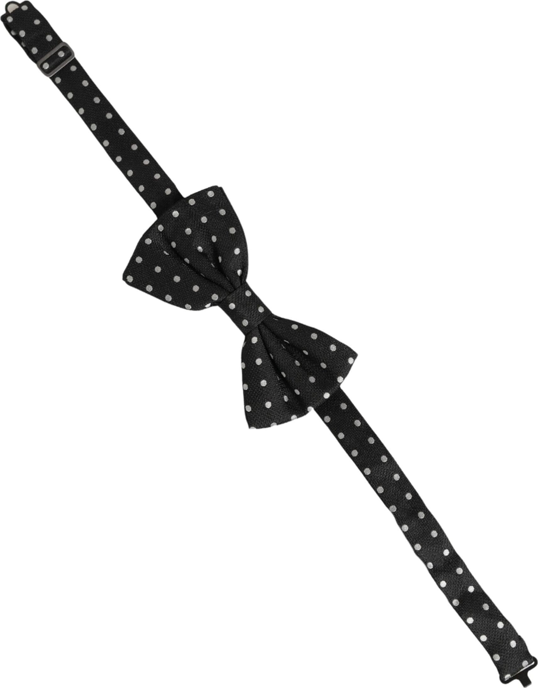 Dolce & Gabbana Black White Polka Dot Adjustable Neck Papillon Bow Tie - 3