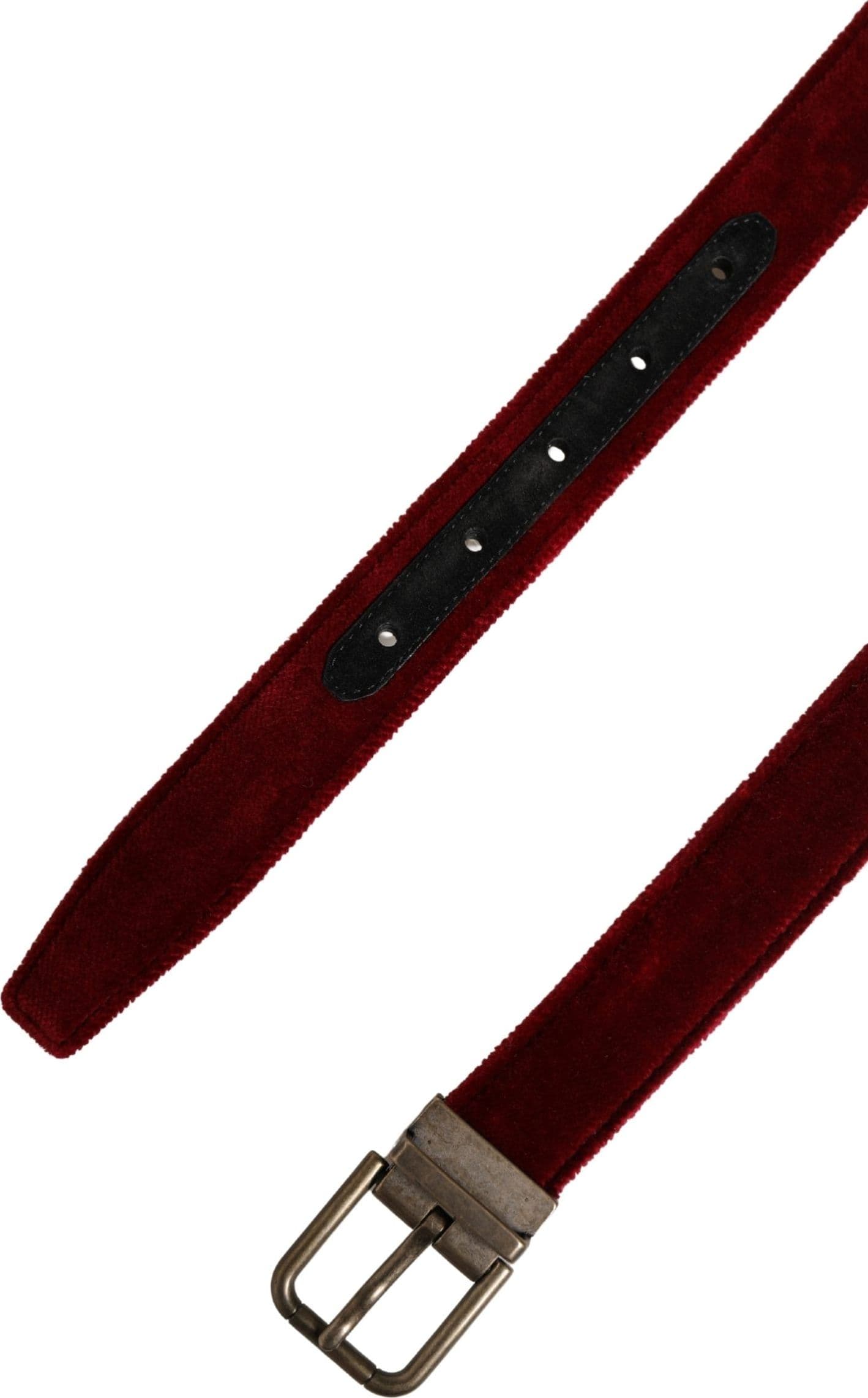 Dolce & Gabbana Men Burgundy Velvet Cotton Metal Buckle Belt - 6