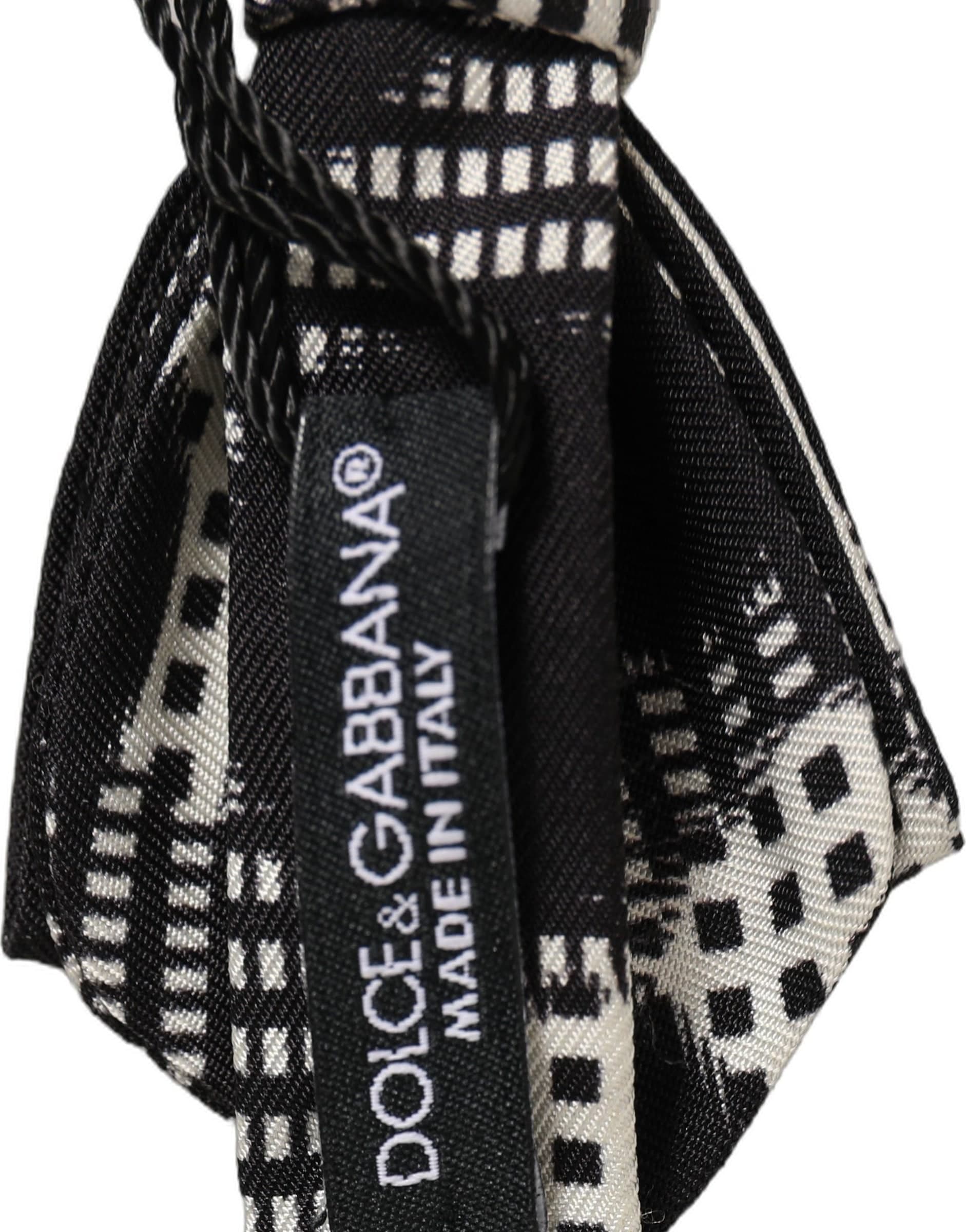 Dolce & Gabbana Black White Checkered Adjustable Neck Papillon Bow Tie - 5