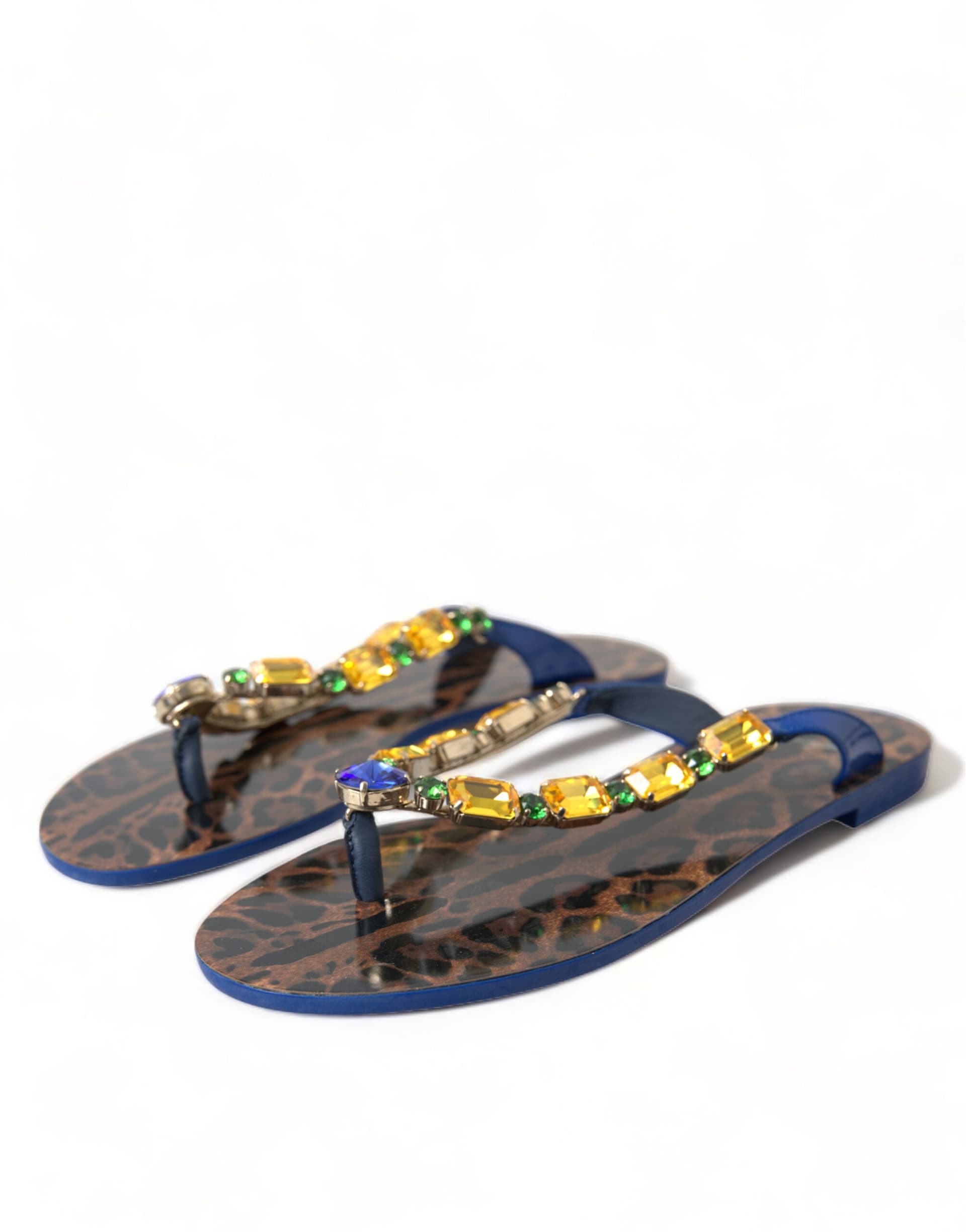 Dolce & Gabbana Blue Crystals Flats Sandals Beachwear Shoes - 2