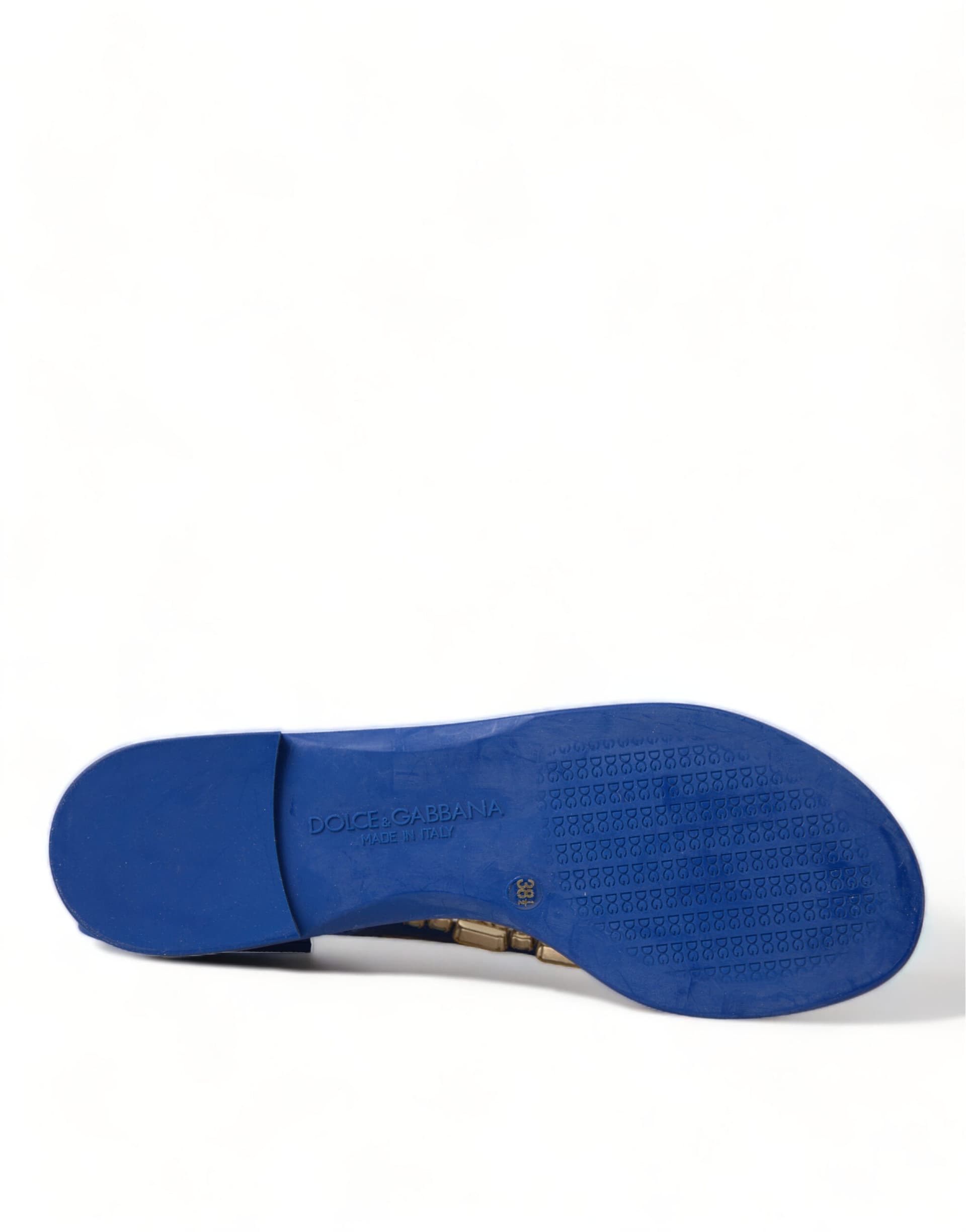 Dolce & Gabbana Blue Crystals Flats Sandals Beachwear Shoes - 6