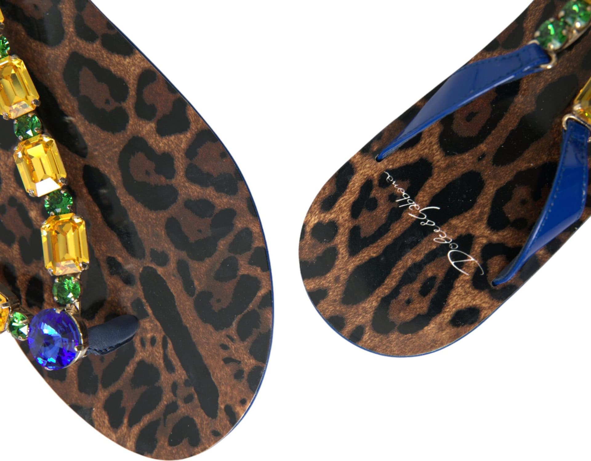 Dolce & Gabbana Blue Crystals Flats Sandals Beachwear Shoes - 7