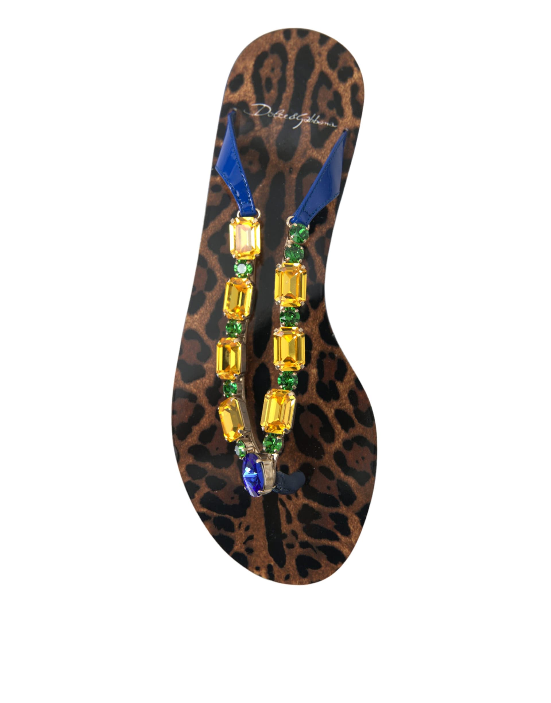 Dolce & Gabbana Blue Crystals Flats Sandals Beachwear Shoes - 8
