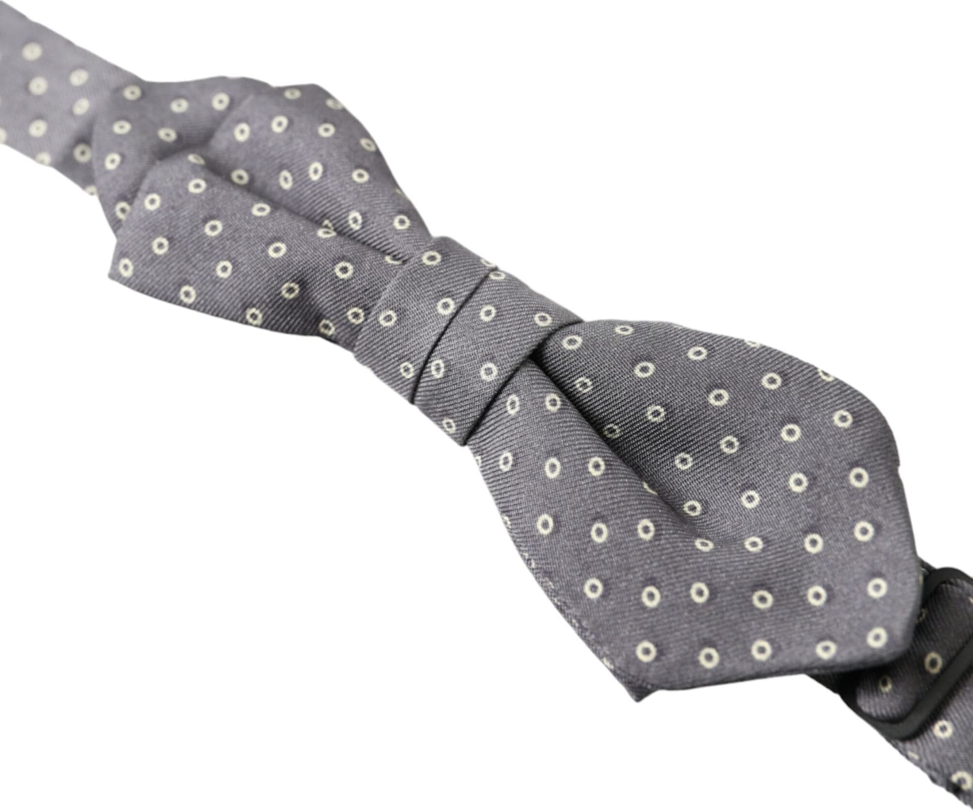 Dolce & Gabbana Gray Polka Dots Silk Adjustable Neck Papillon Bow Tie - 2