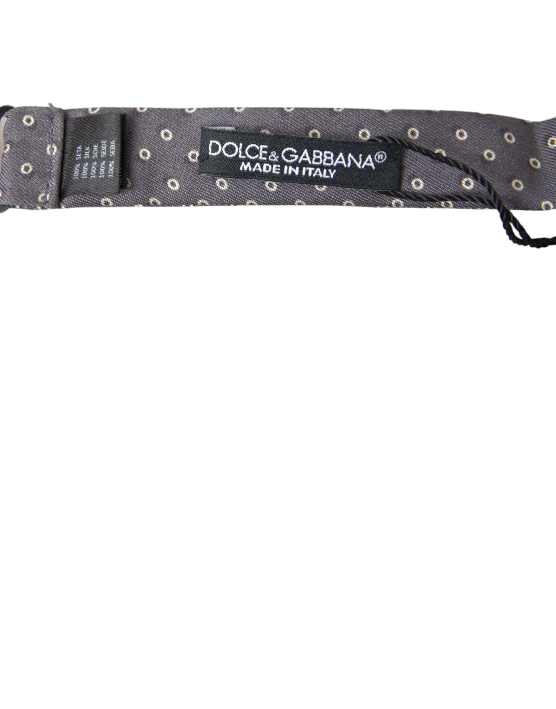 Dolce & Gabbana Gray Polka Dots Silk Adjustable Neck Papillon Bow Tie - 3
