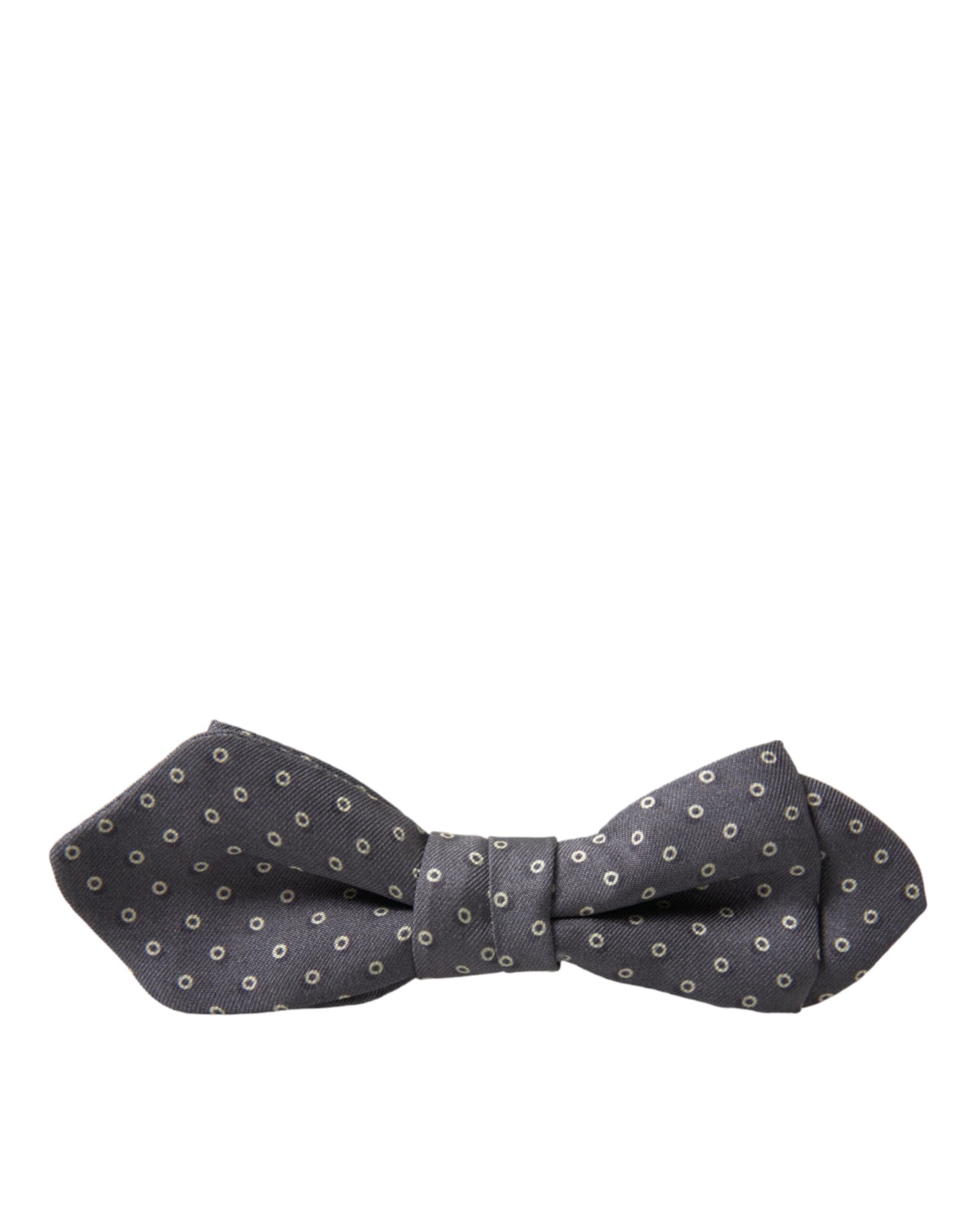 Dolce & Gabbana Gray Polka Dots Silk Adjustable Neck Papillon Bow Tie - 4