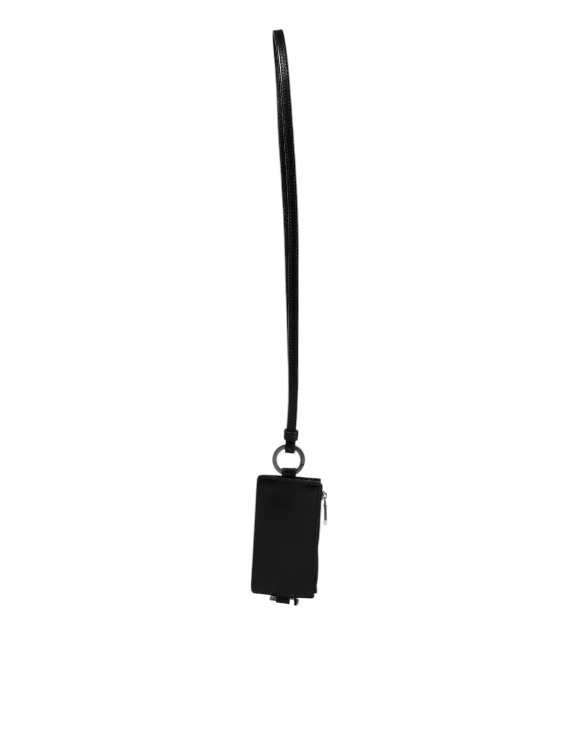 Dolce & Gabbana Black Horse Leather Lanyard Logo Card Holder Wallet - 6