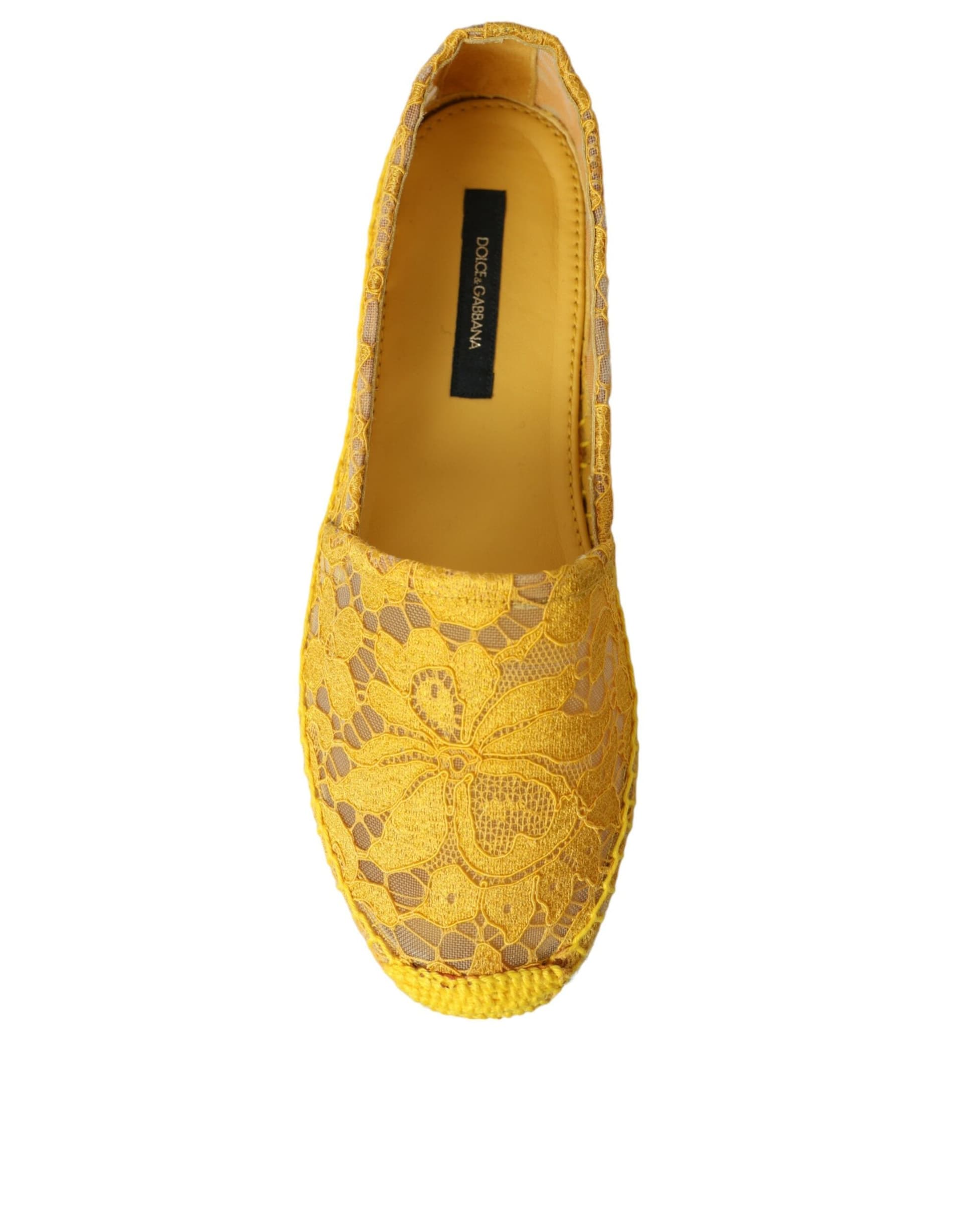 Dolce & Gabbana Yellow Taormina Lace Espadrille Loafers Flats Shoes - 8
