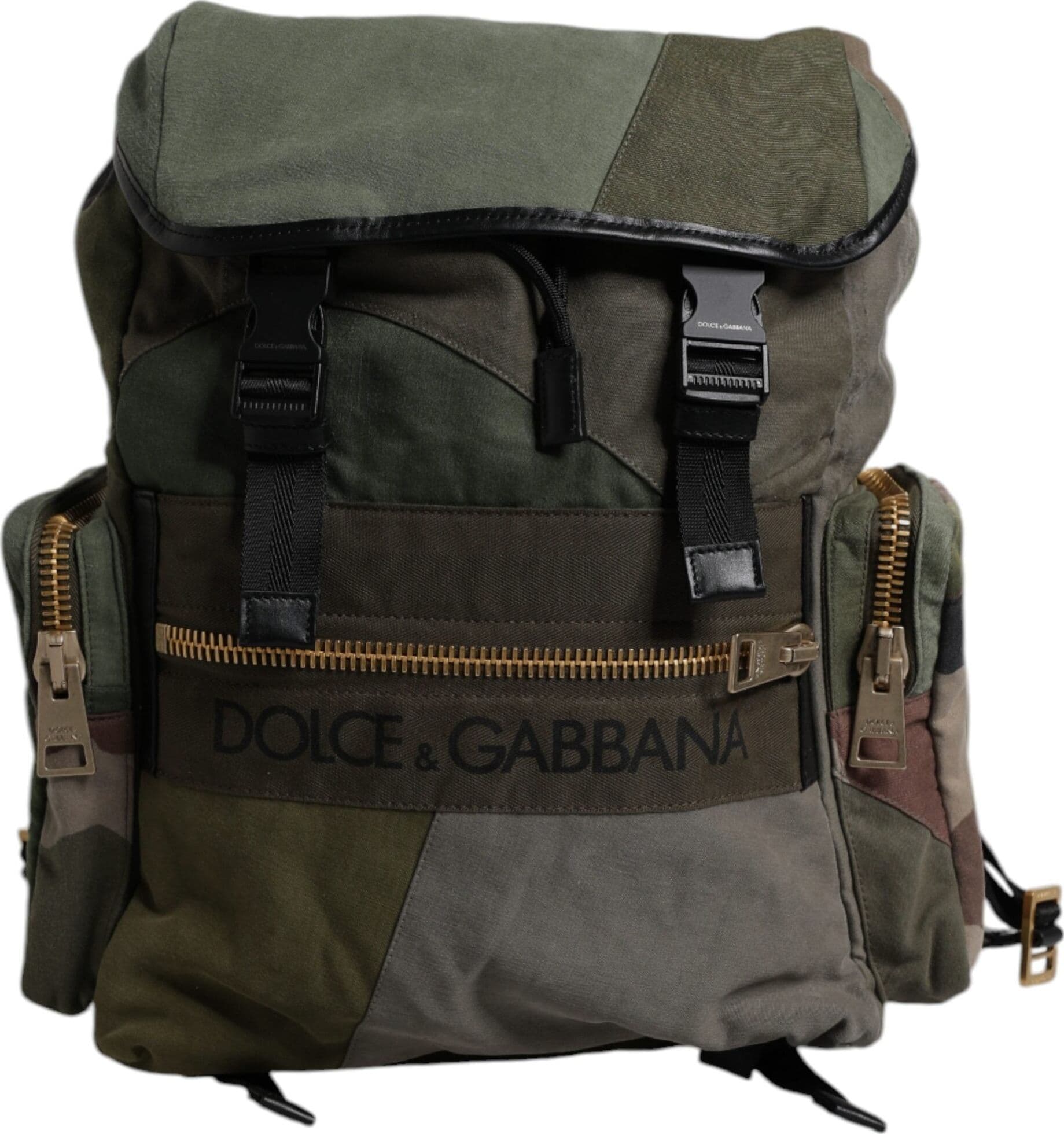 Dolce & Gabbana Military Green Patchwork Travel Backpack Bag - 5
