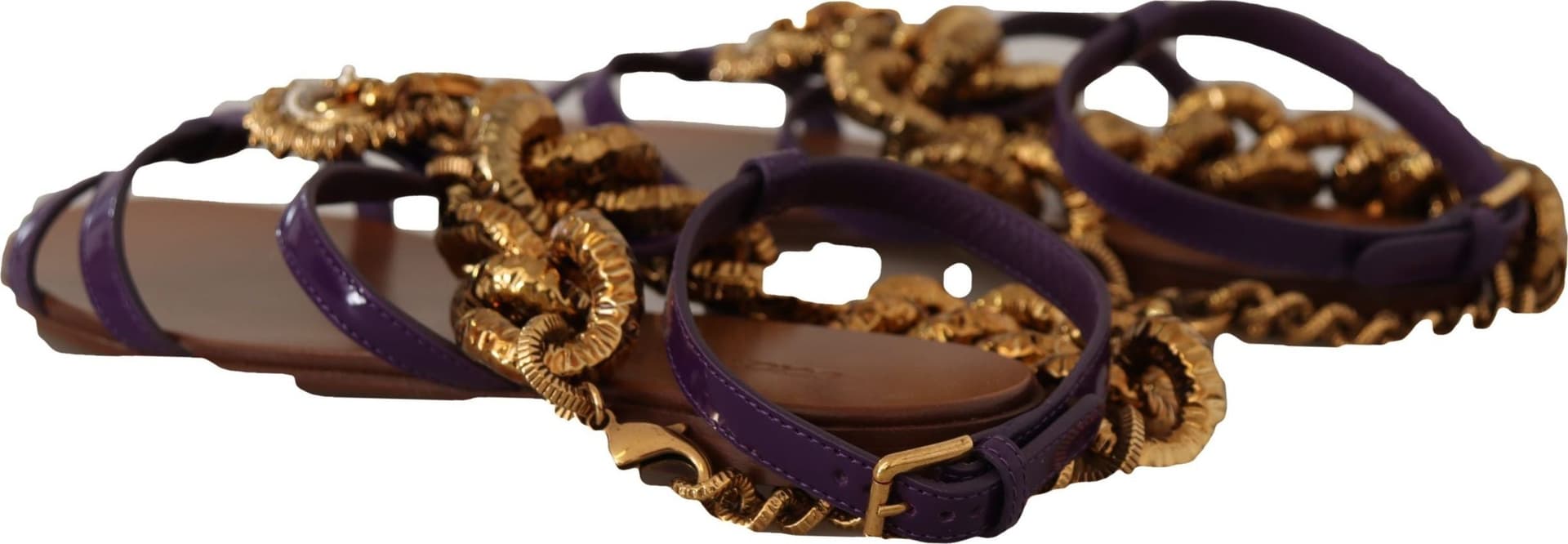 Dolce & Gabbana Purple Leather Devotion Flats Sandals Shoes - 3