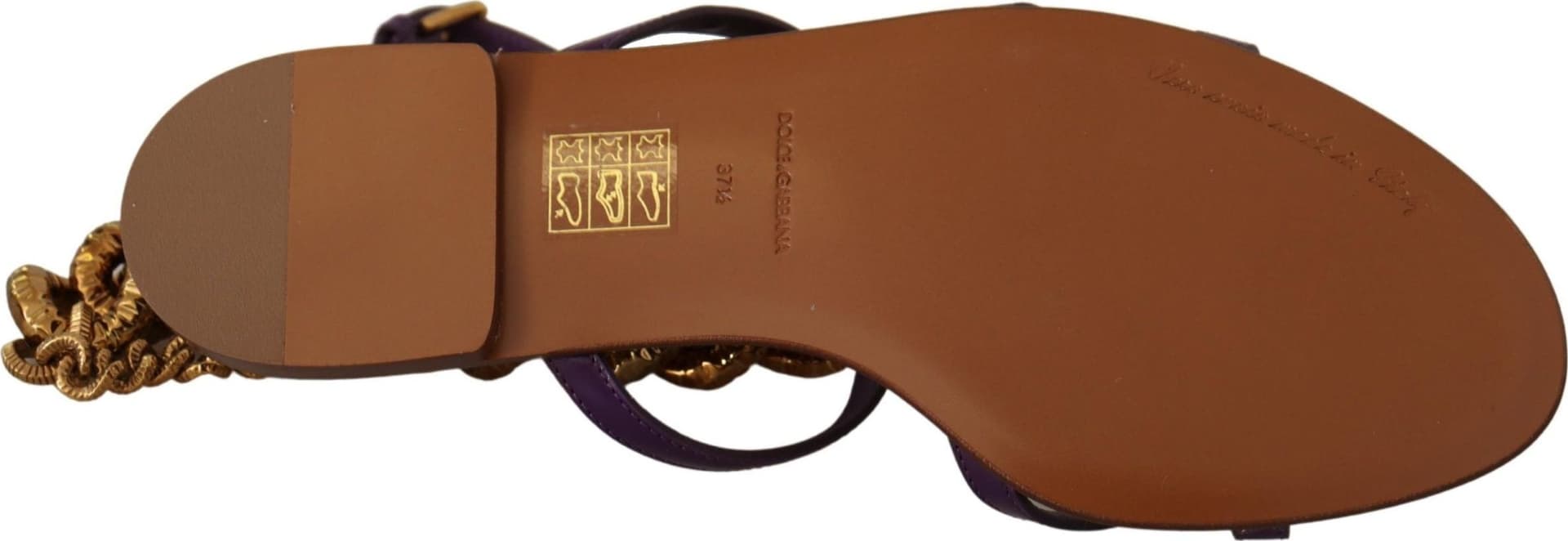 Dolce & Gabbana Purple Leather Devotion Flats Sandals Shoes - 6