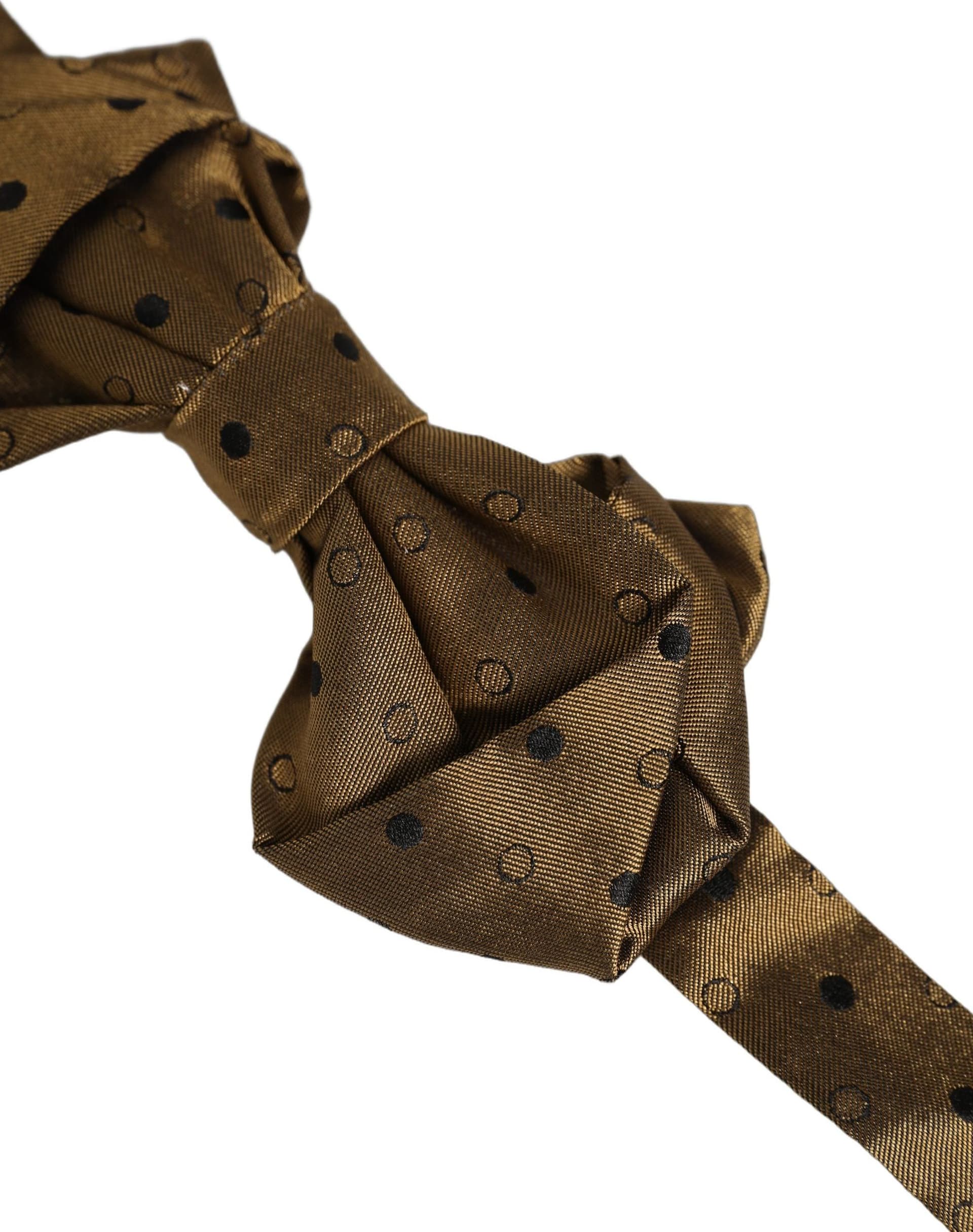 Dolce & Gabbana Men Brown Polka Dot Silk Adjustable Neck Papillon Bow Tie - 3
