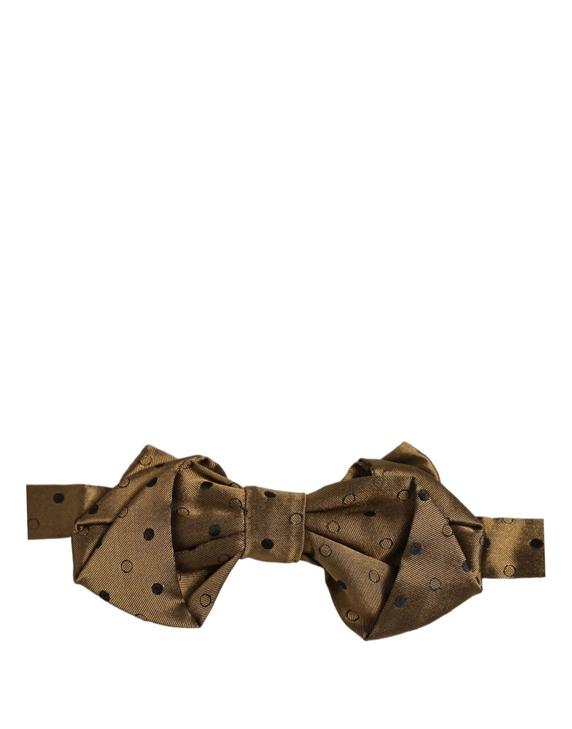 Dolce & Gabbana Men Brown Polka Dot Silk Adjustable Neck Papillon Bow Tie - 4