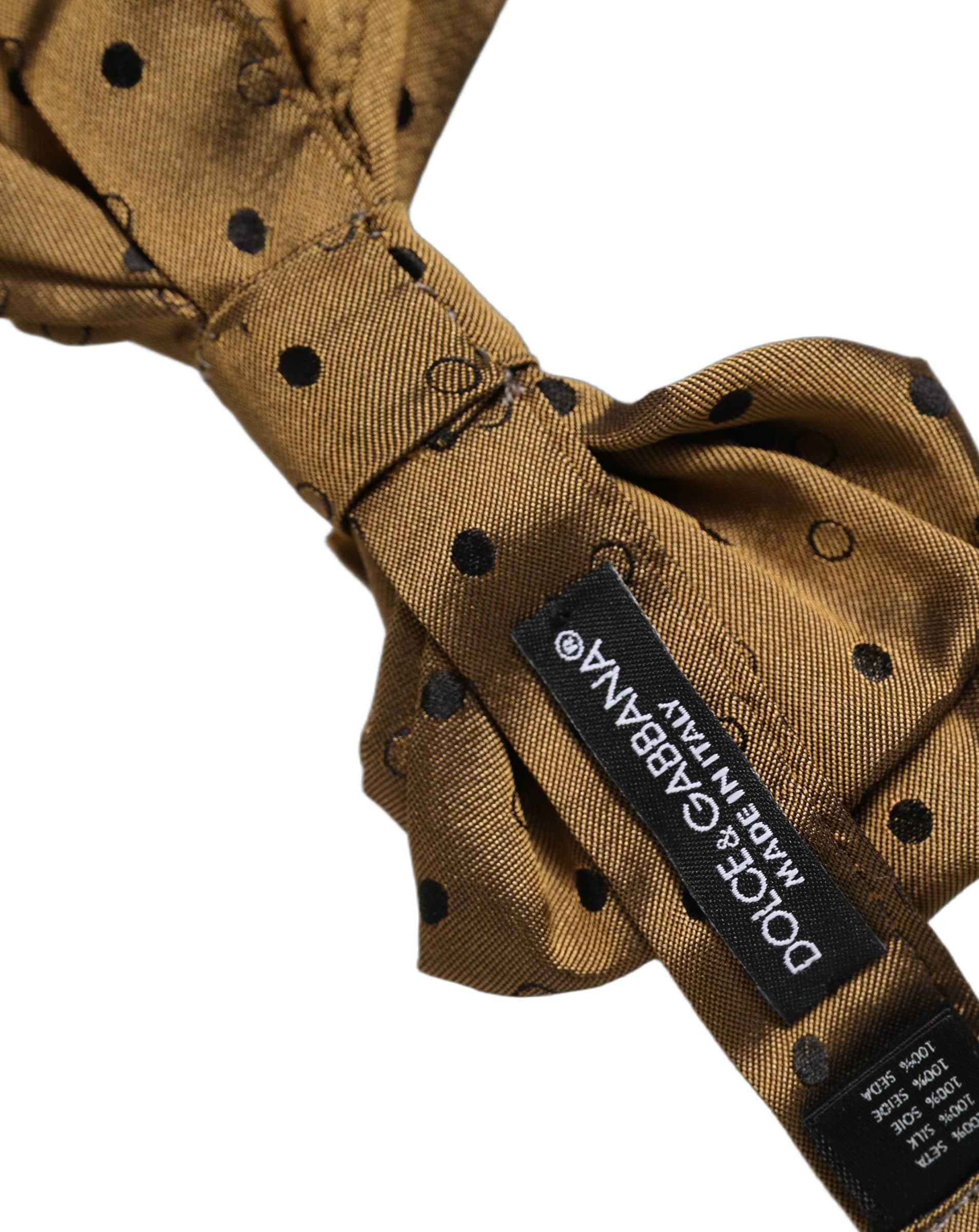 Dolce & Gabbana Men Brown Polka Dot Silk Adjustable Neck Papillon Bow Tie - 6