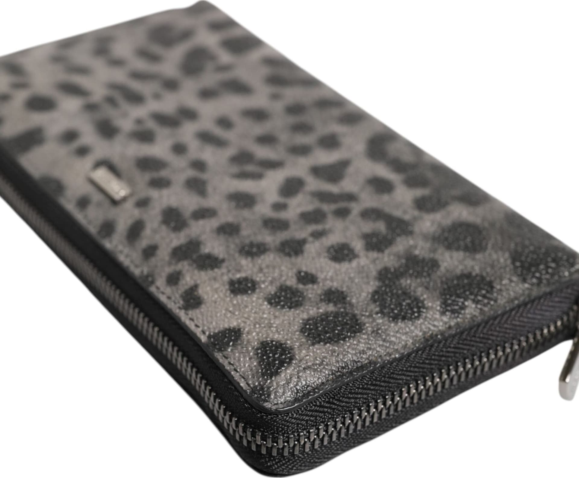 Dolce & Gabbana Black Gray Leopard Leather Zip Around Continental Wallet - 5