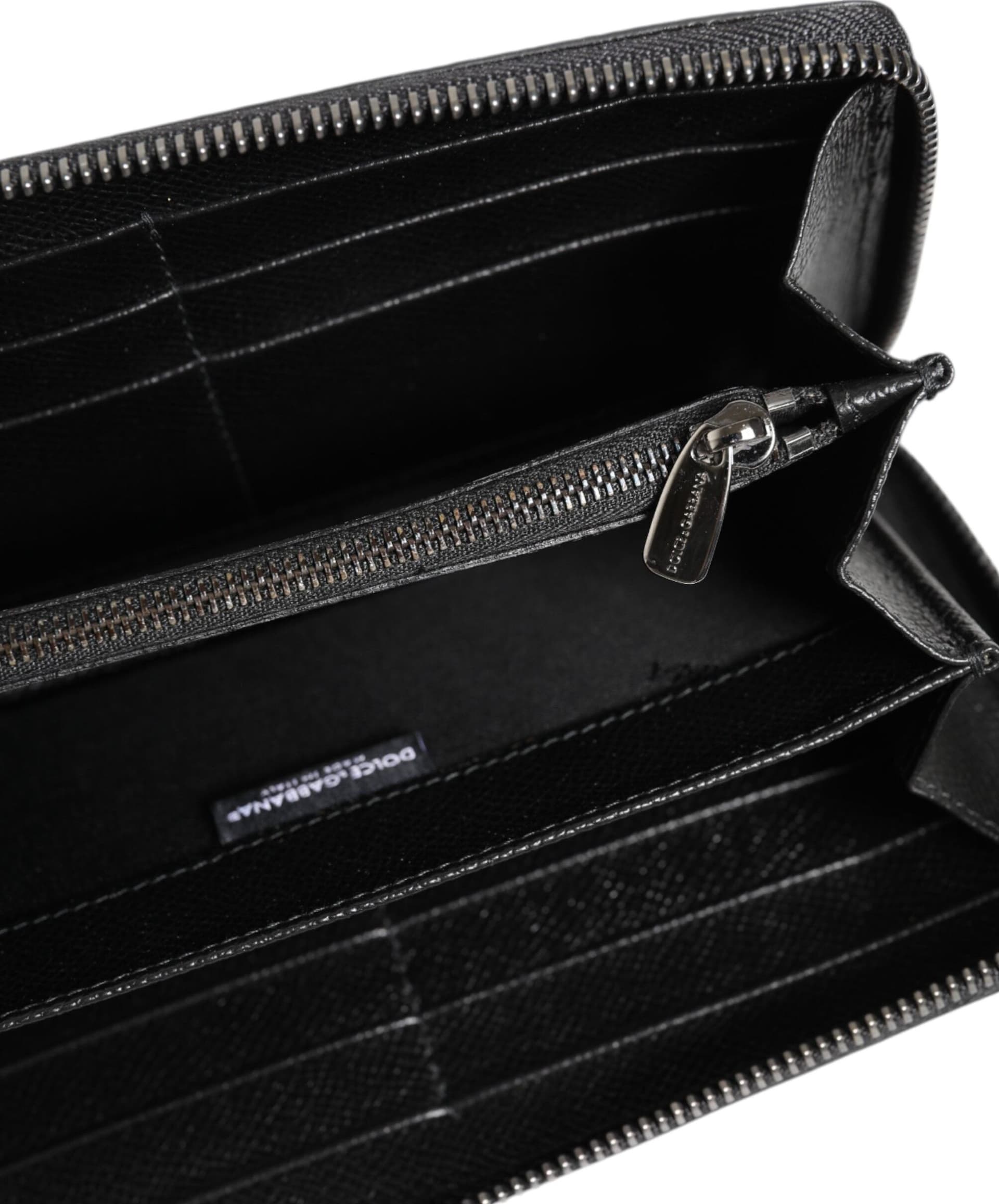 Dolce & Gabbana Black Gray Leopard Leather Zip Around Continental Wallet - 7