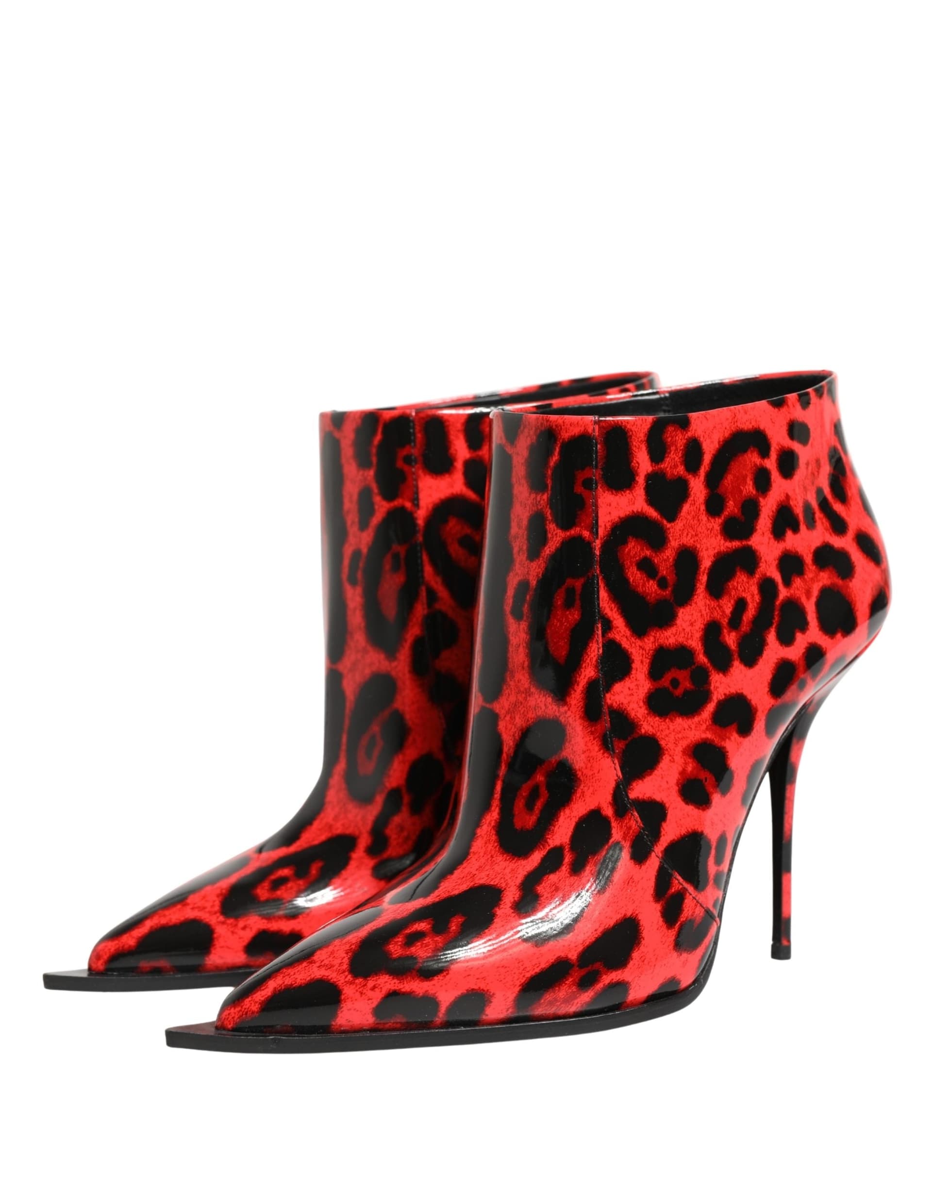 Dolce & Gabbana Red Leopard Cardinale Ankle Boots Shoes - 4