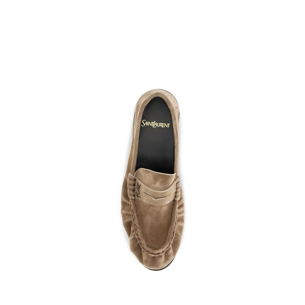 Saint Laurent Beige Calf Leather Bos Taurus Slip-On Loafers - 4