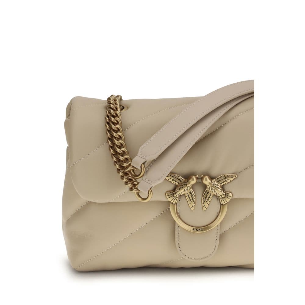 PINKO Beige Calf Leather Bos Taurus Shoulder Bag - 4