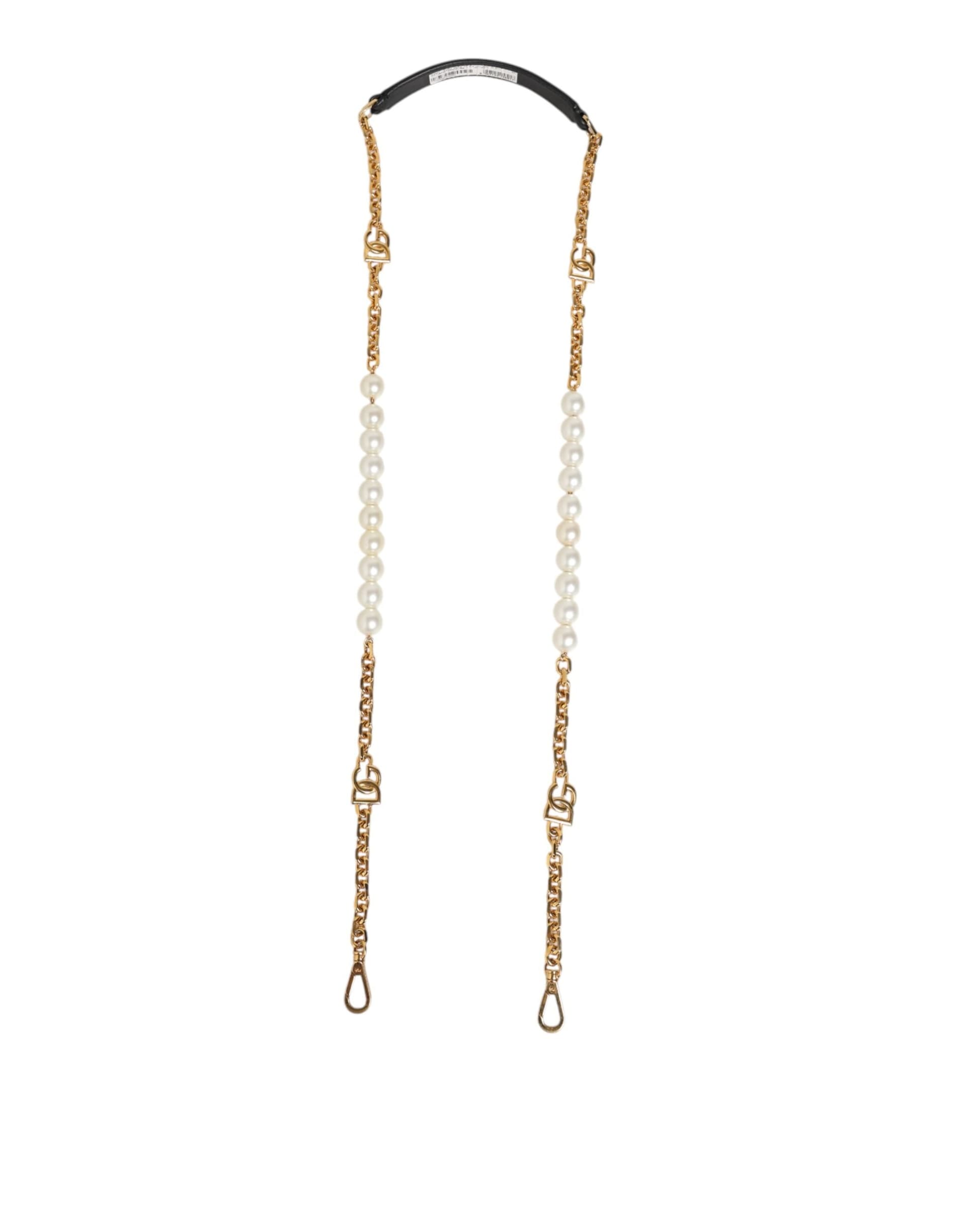 Dolce & Gabbana Black Leather Gold Chain Bag Accessory Shoulder Strap - 2