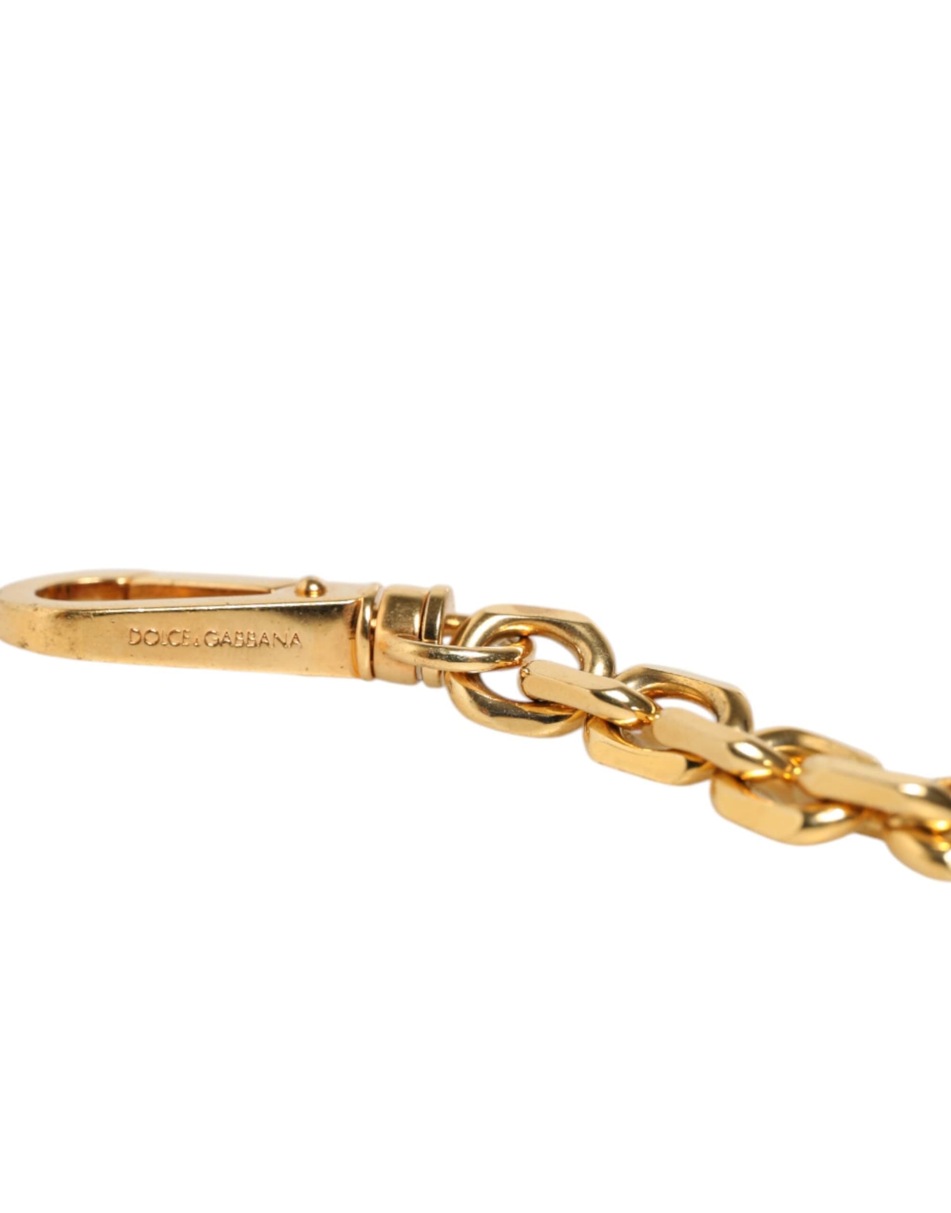 Dolce & Gabbana Black Leather Gold Chain Bag Accessory Shoulder Strap - 5