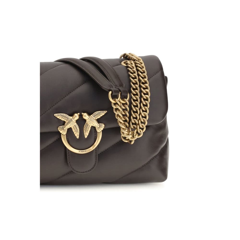 PINKO Brown Calf Leather Bos Taurus Shoulder Bag - 4