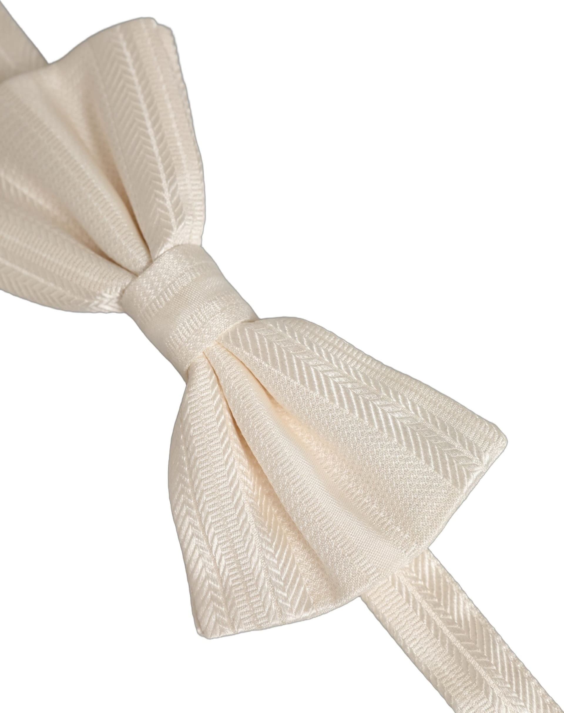 Dolce & Gabbana Men White 100% Silk Adjustable Neck Papillon Bow Tie - 3