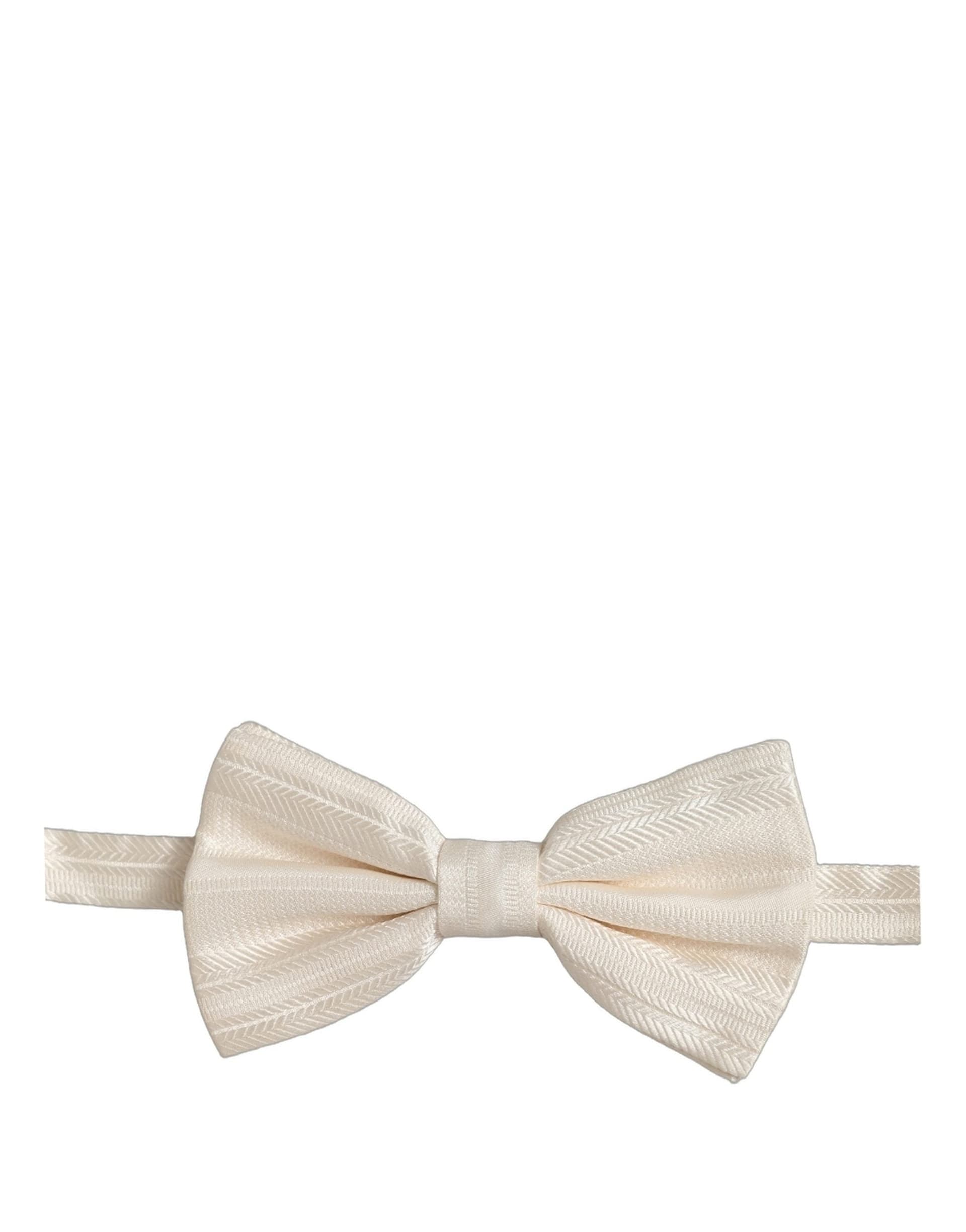 Dolce & Gabbana Men White 100% Silk Adjustable Neck Papillon Bow Tie - 5