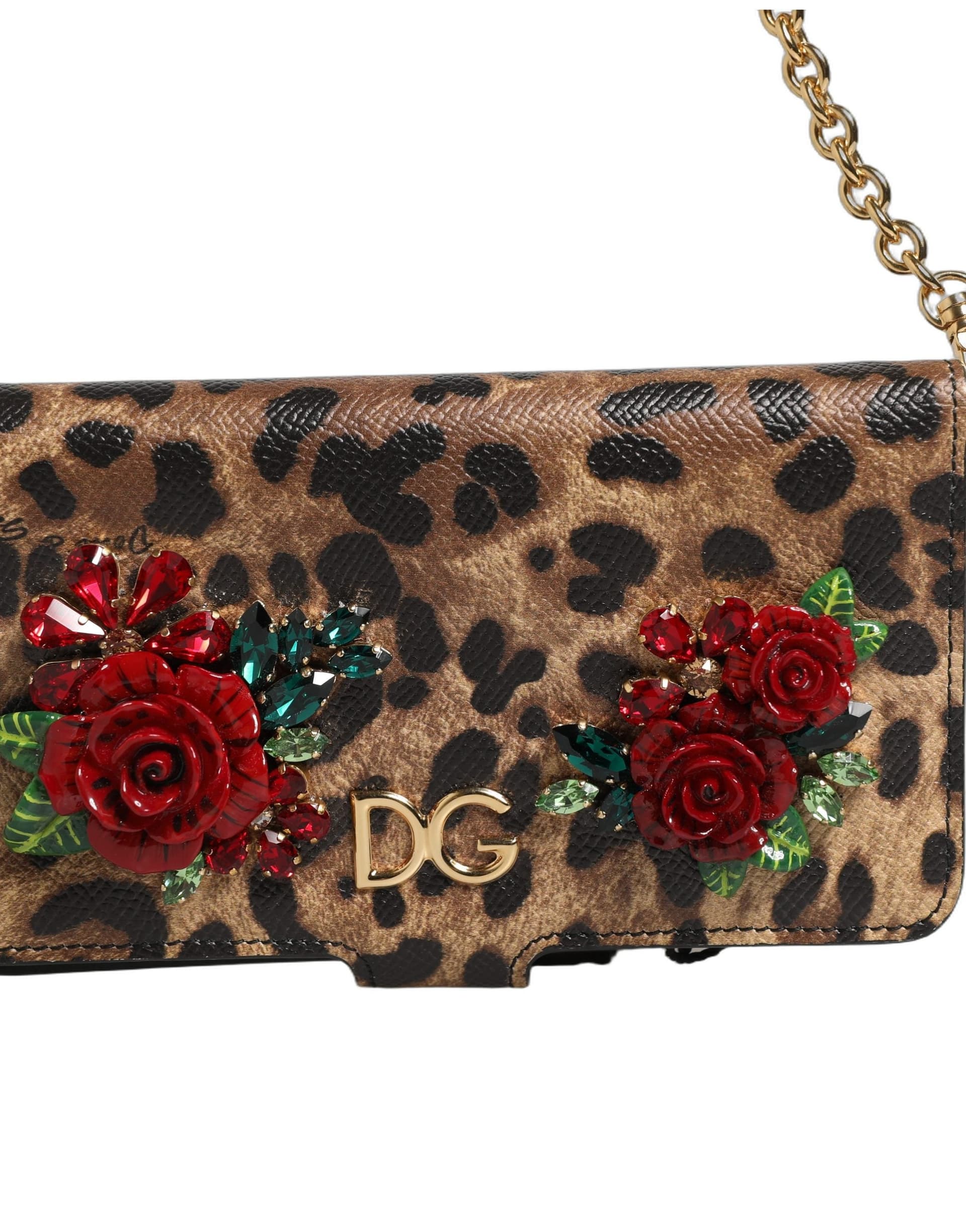 Dolce & Gabbana Flip Cover Brown Leopard Crystal iPhone X - XS Case - 8