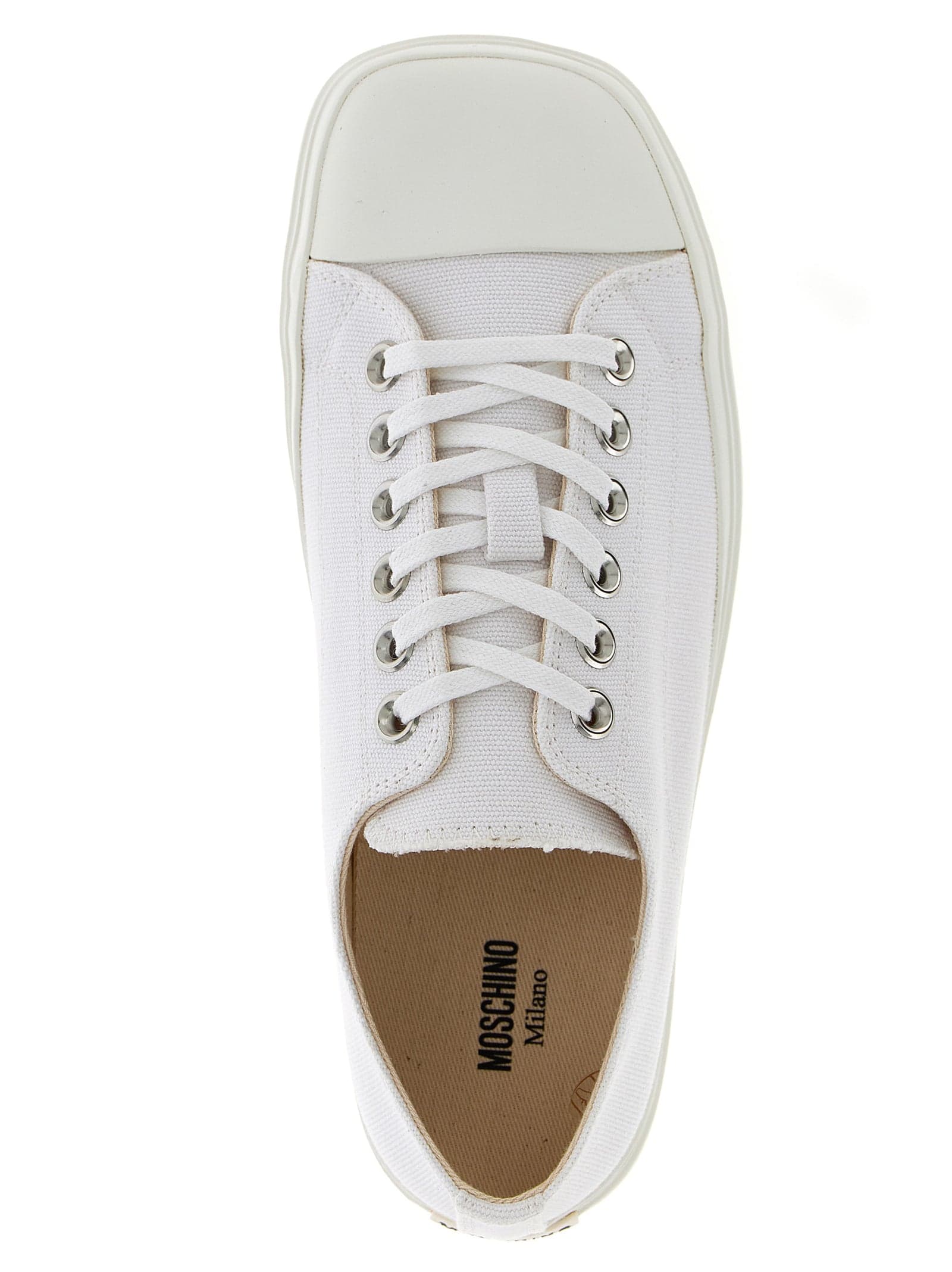 Moschino White Cotton Low Top Sneakers - 4