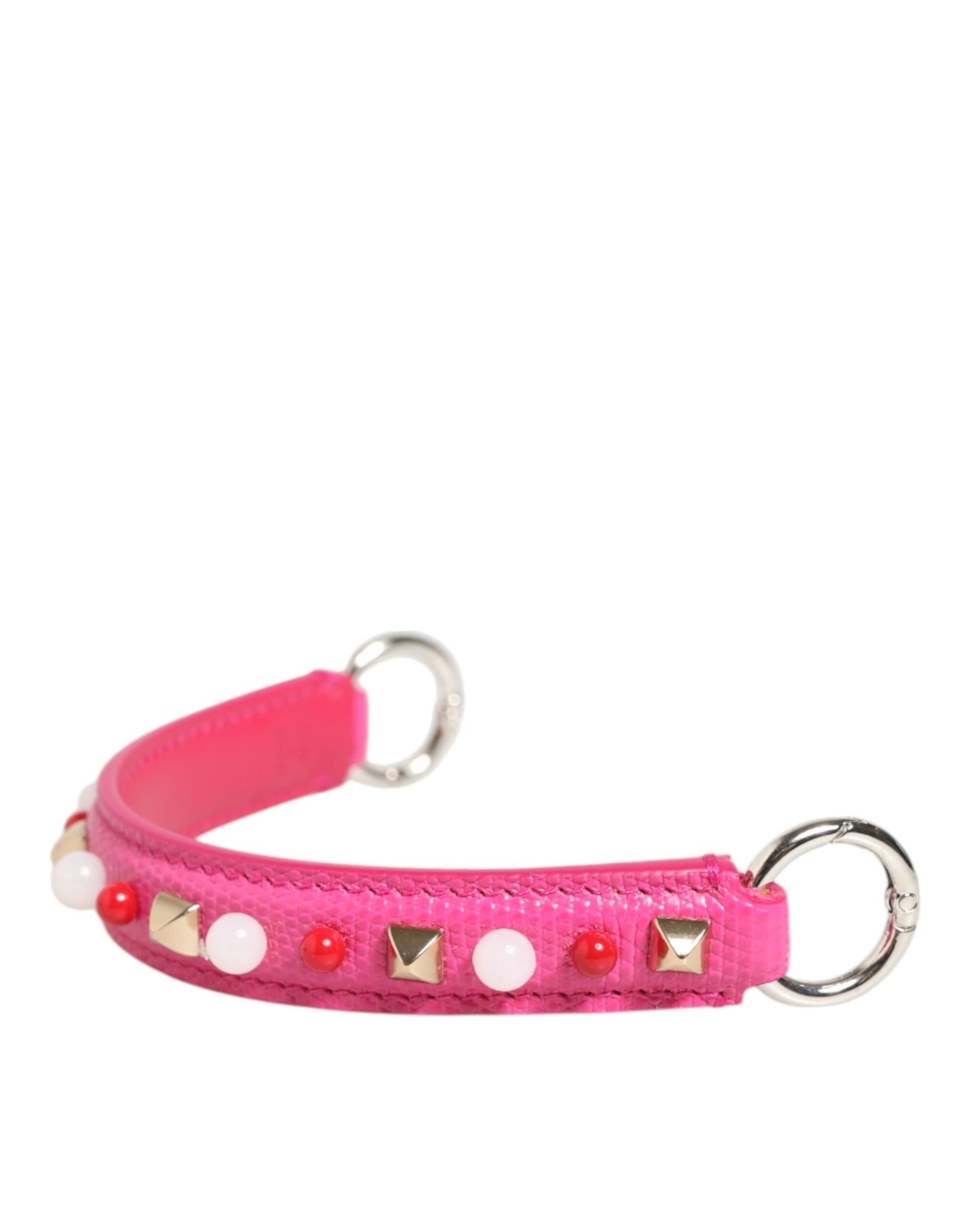 Dolce & Gabbana Pink Embellished Leather Bag Handle Women Shoulder Strap - 3