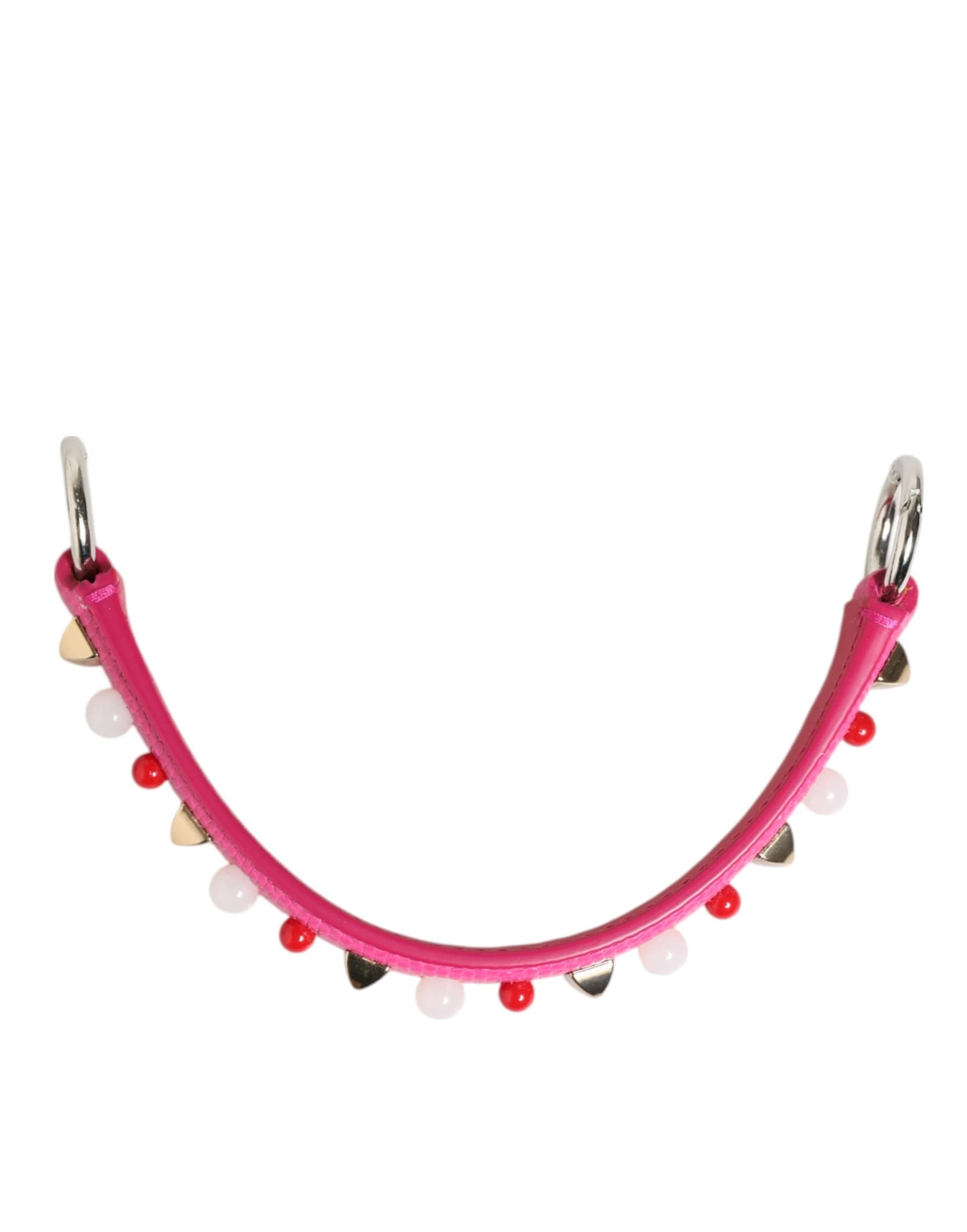 Dolce & Gabbana Pink Embellished Leather Bag Handle Women Shoulder Strap - 5