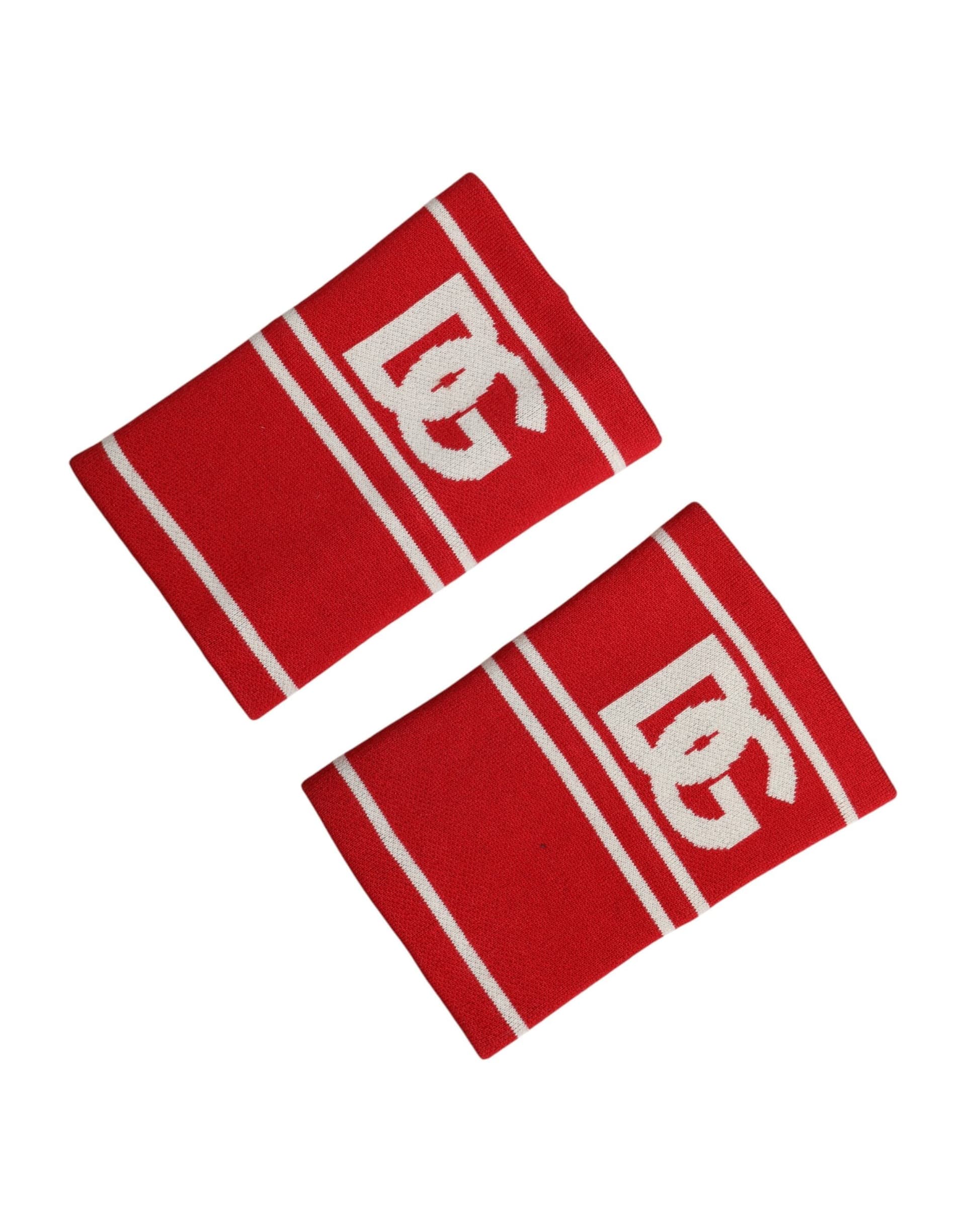 Dolce & Gabbana Red White DG Logo Cotton 1 Pair One SIze Wristband - 2