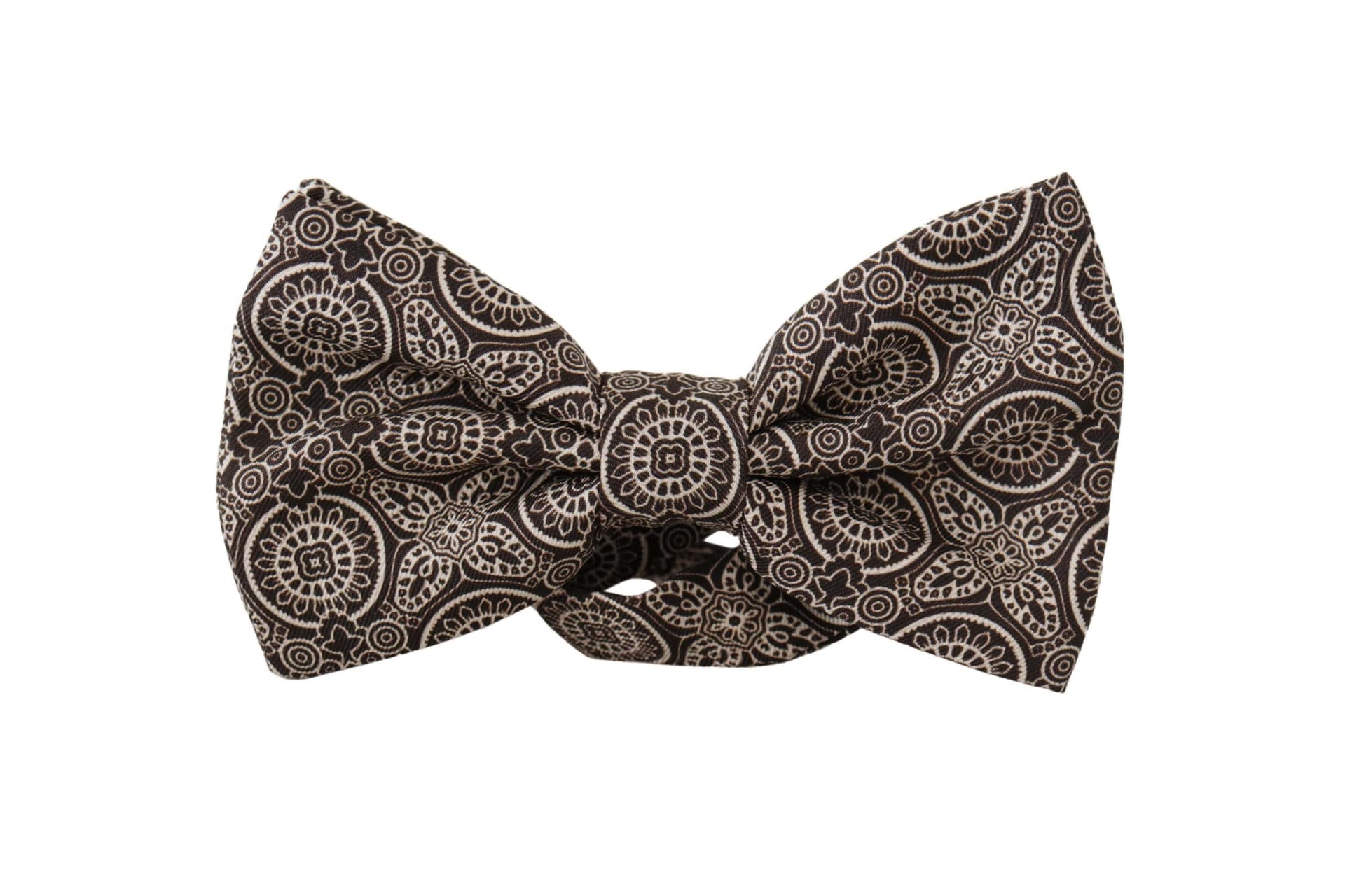 Dolce & Gabbana Black white 100% Silk Adjustable Neck Papillon Tie - 2