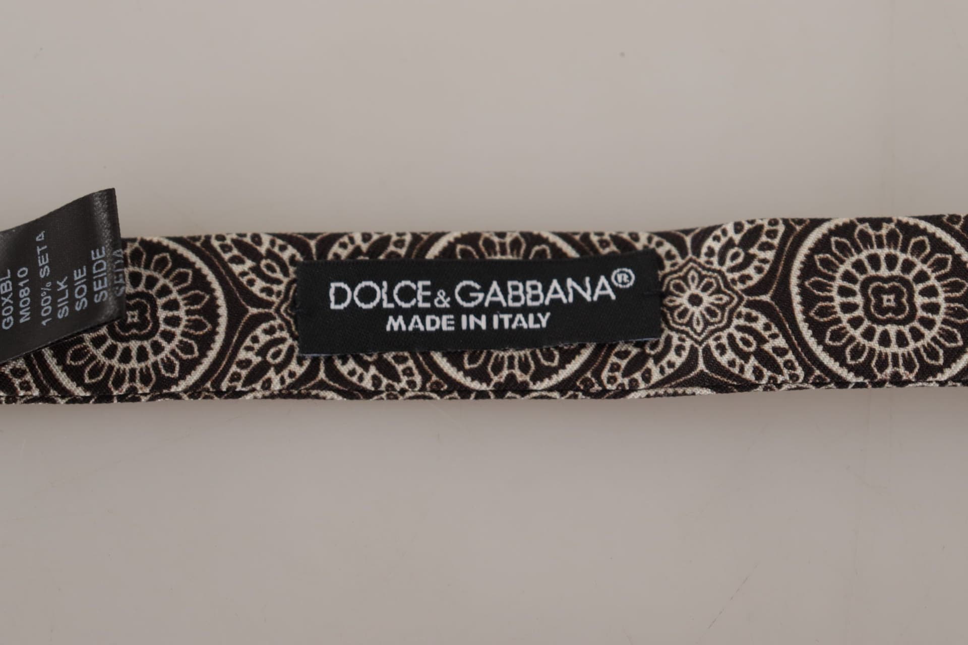 Dolce & Gabbana Black white 100% Silk Adjustable Neck Papillon Tie - 3