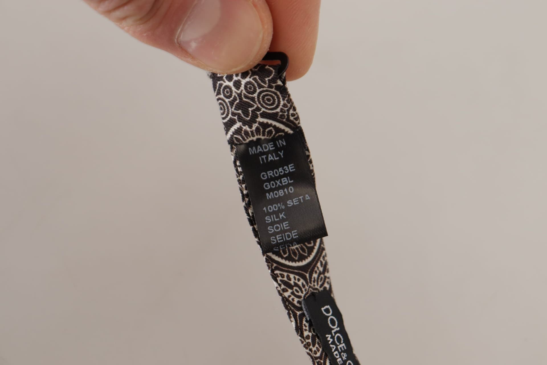 Dolce & Gabbana Black white 100% Silk Adjustable Neck Papillon Tie - 4