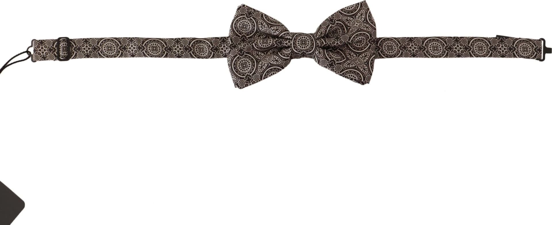 Dolce & Gabbana Black white 100% Silk Adjustable Neck Papillon Tie - 5